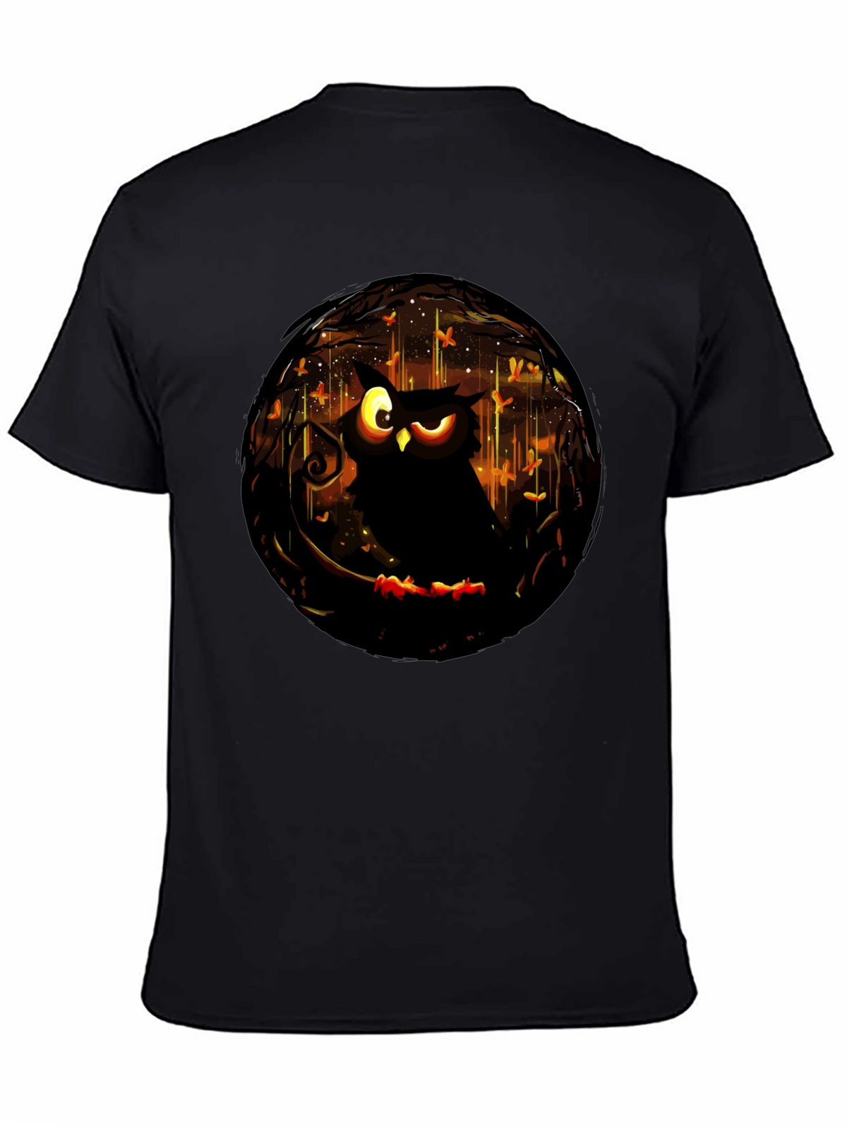 Owl Graphic Print T-Shirt - Mens Black Tee