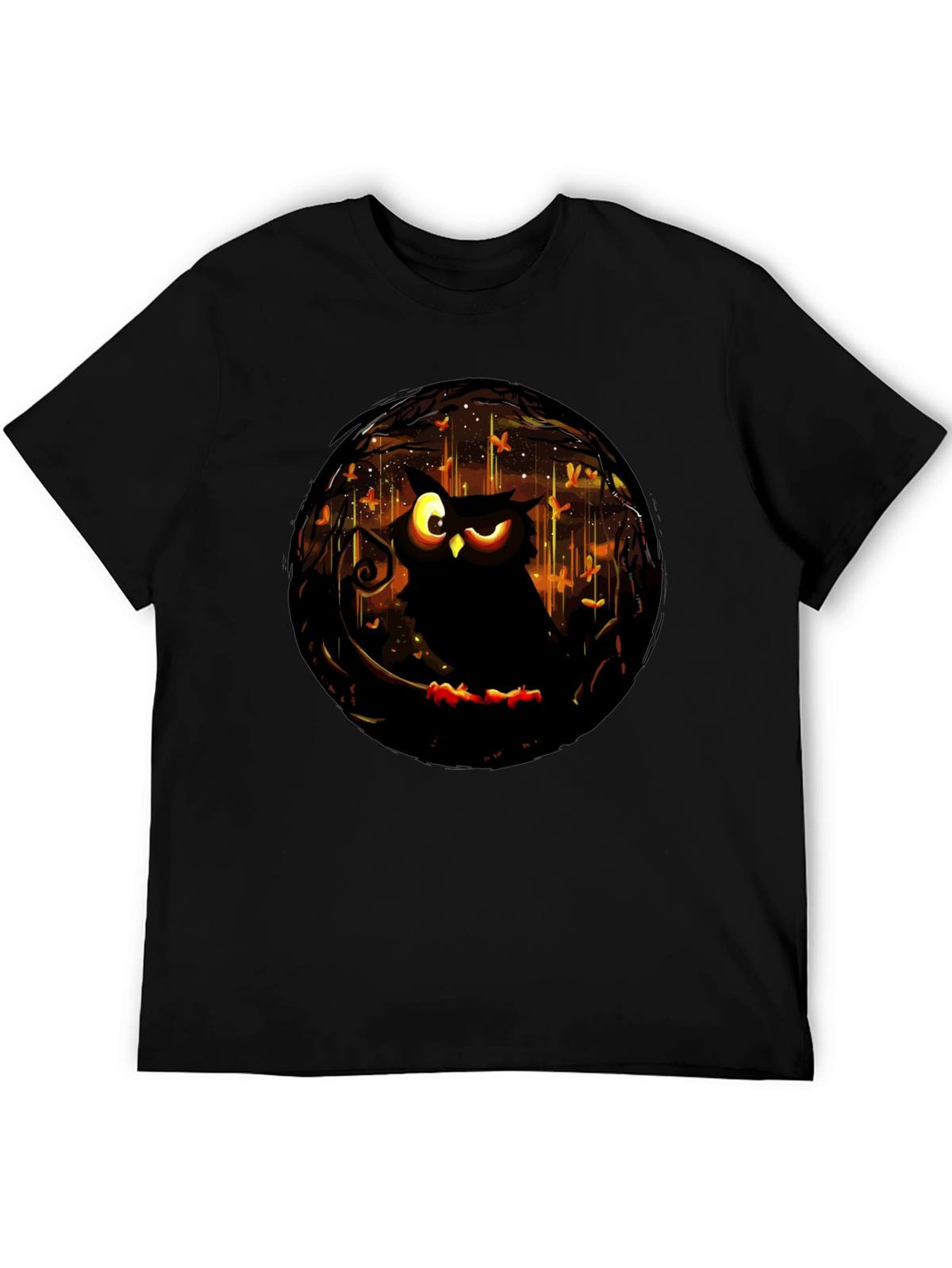 Owl Graphic Print T-Shirt - Mens Black Tee