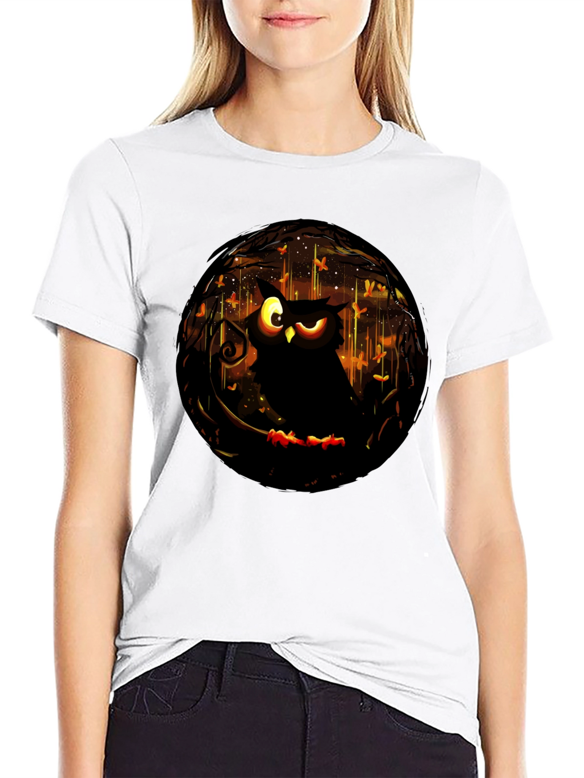 Owl Graphic Print T-Shirt - Mens Black Tee