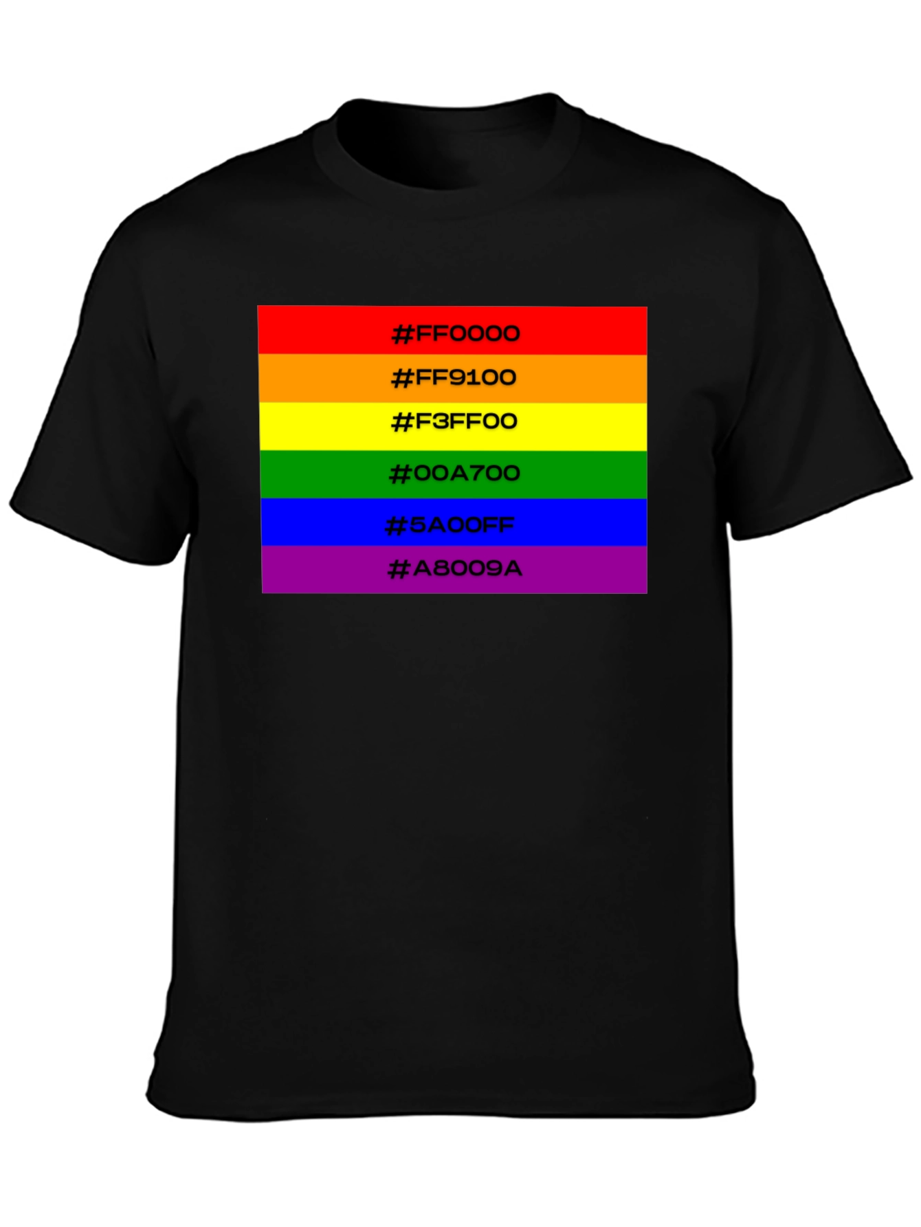 Rainbow Pride Hex Code T-Shirt - Black