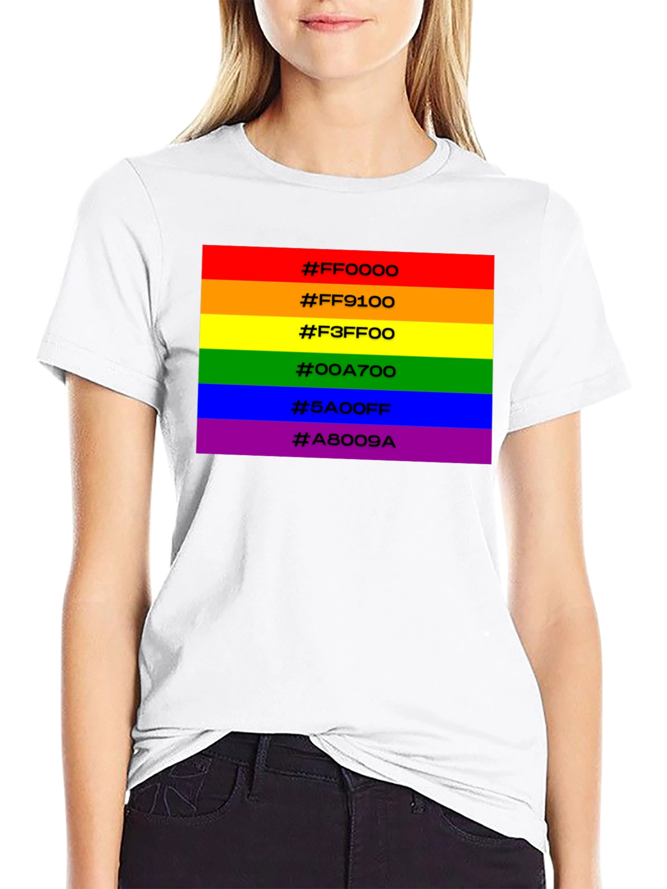 Rainbow Pride Hex Code T-Shirt - Black