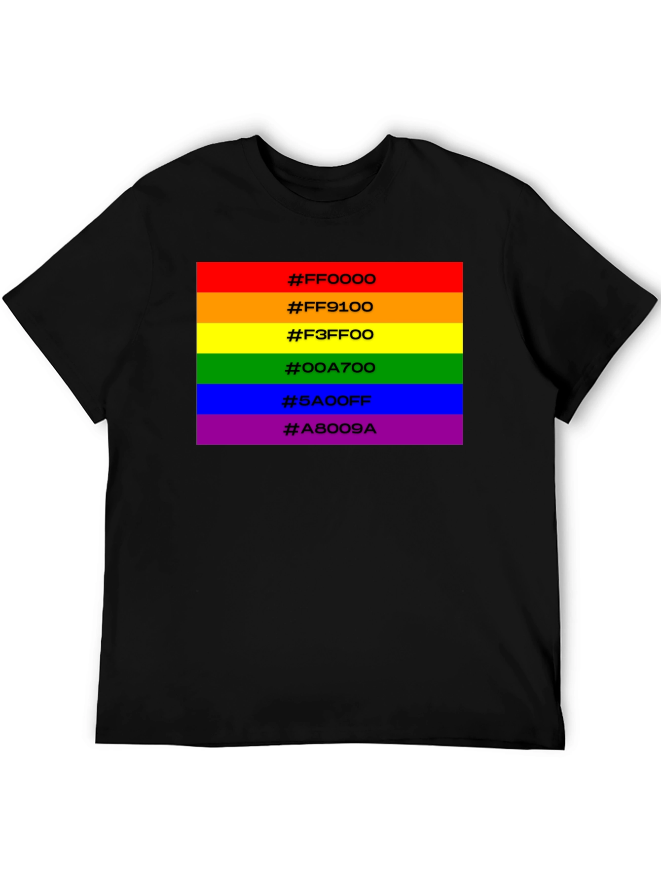 Rainbow Pride Hex Code T-Shirt - Black
