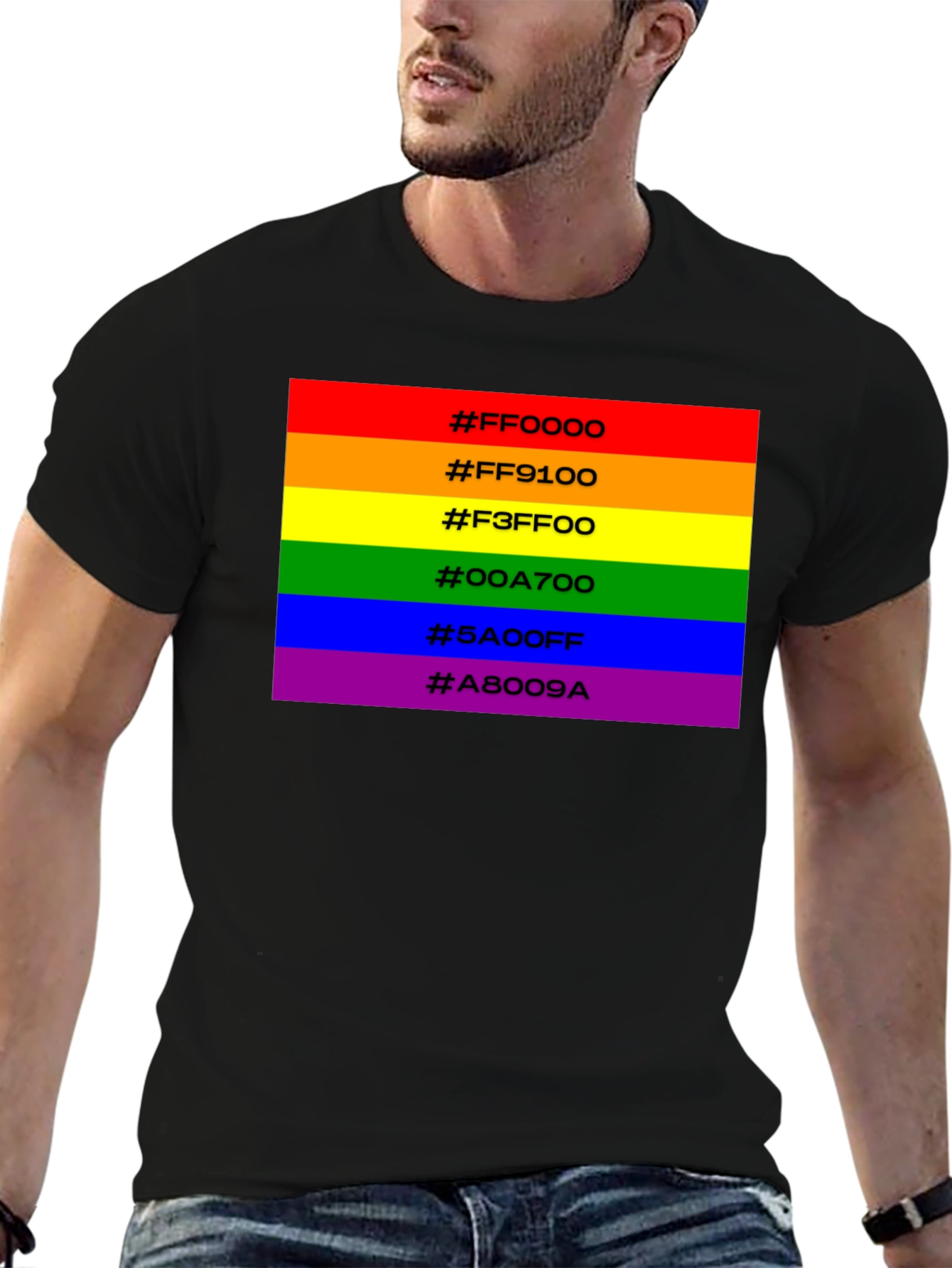 Rainbow Pride Hex Code T-Shirt - Black