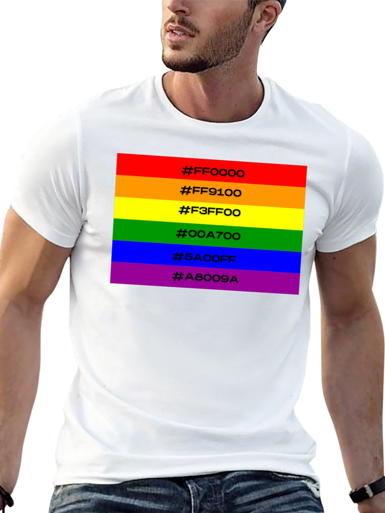 Rainbow Pride Hex Code T-Shirt - Black