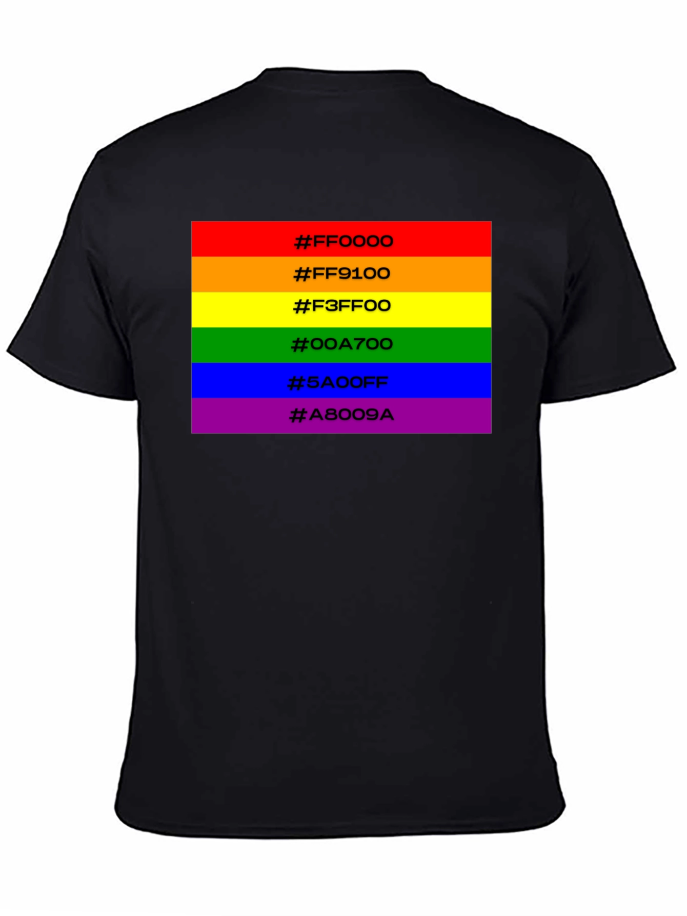 Rainbow Pride Hex Code T-Shirt - Black