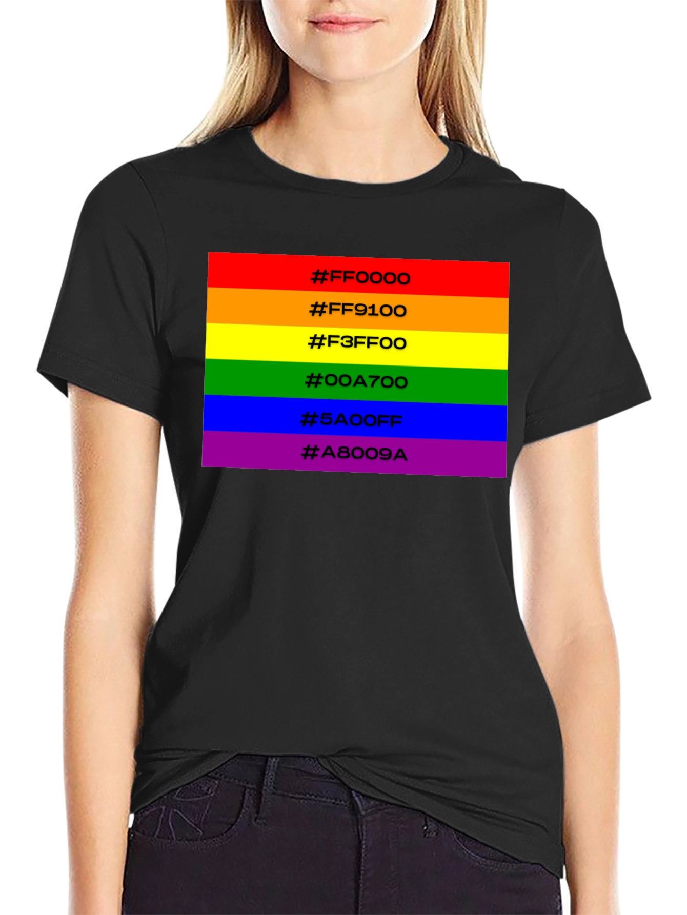 Rainbow Pride Hex Code T-Shirt - Black