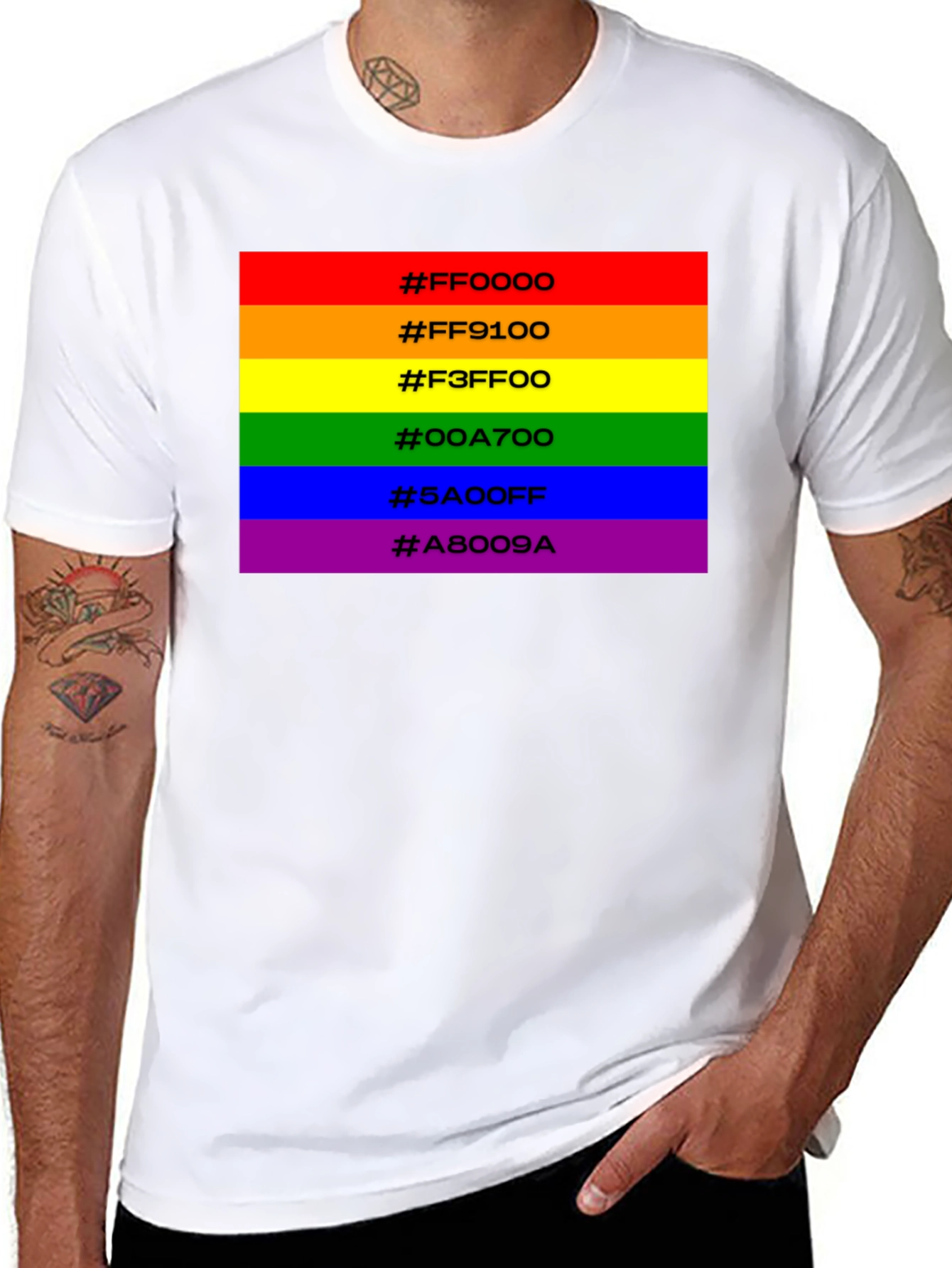 Rainbow Pride Hex Code T-Shirt - Black