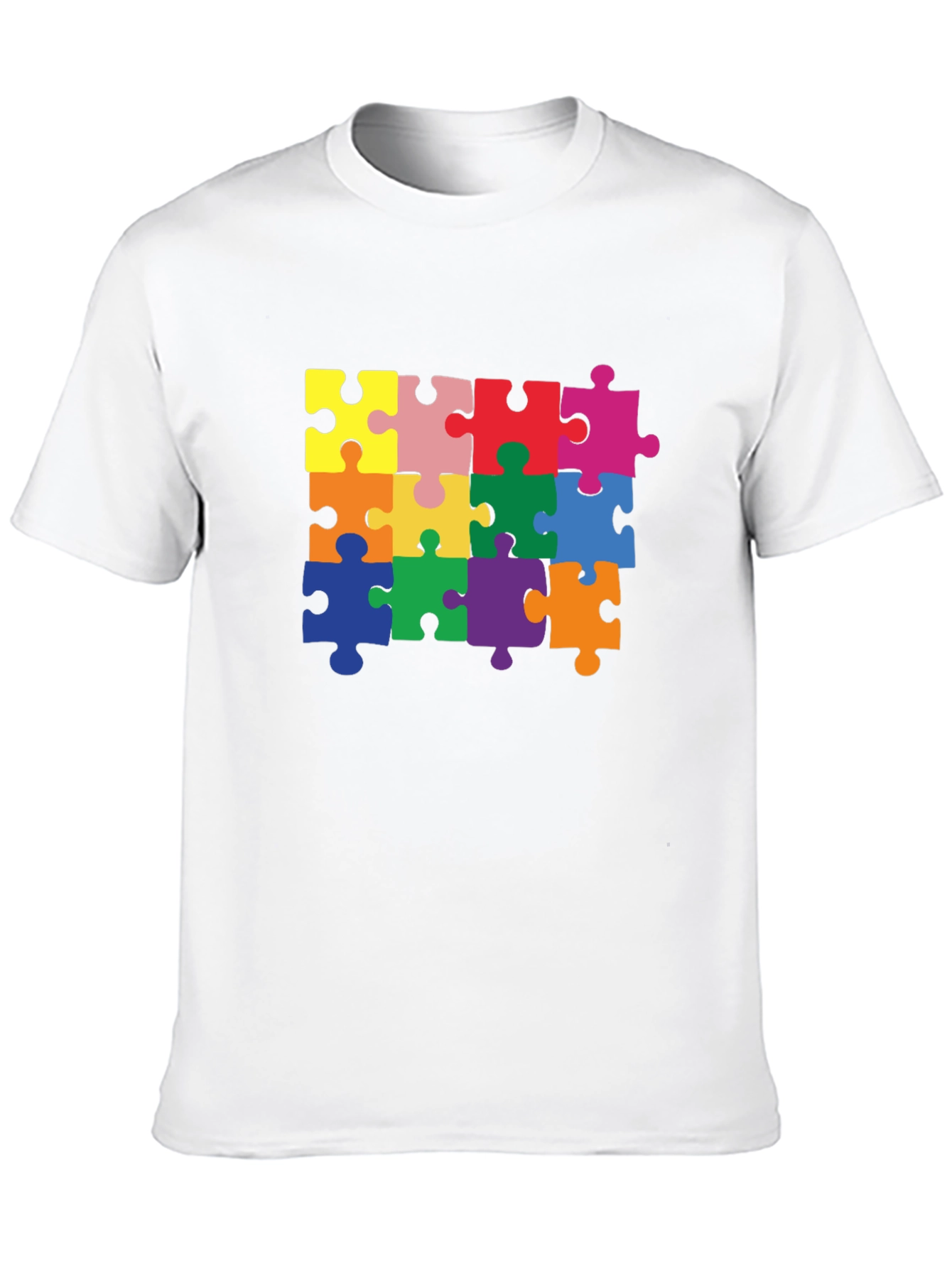 Puzzle Piece Graphic Tee - Black Cotton T-Shirt