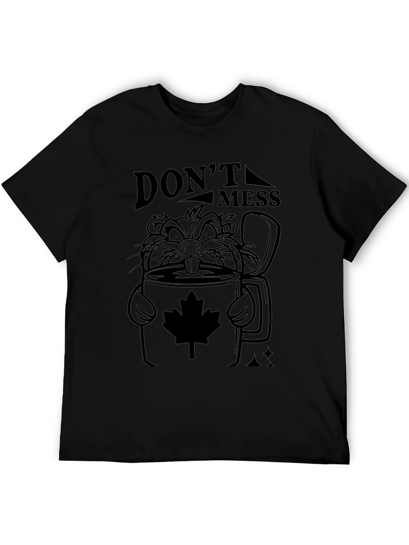 Dont Mess Beaver Maple Leaf Black T-Shirt
