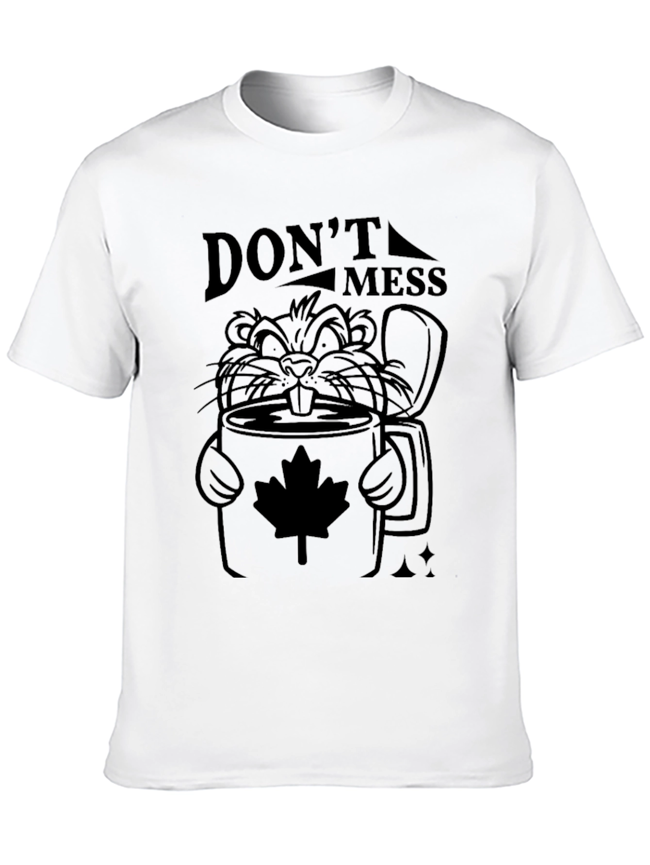 Dont Mess Beaver Maple Leaf Black T-Shirt