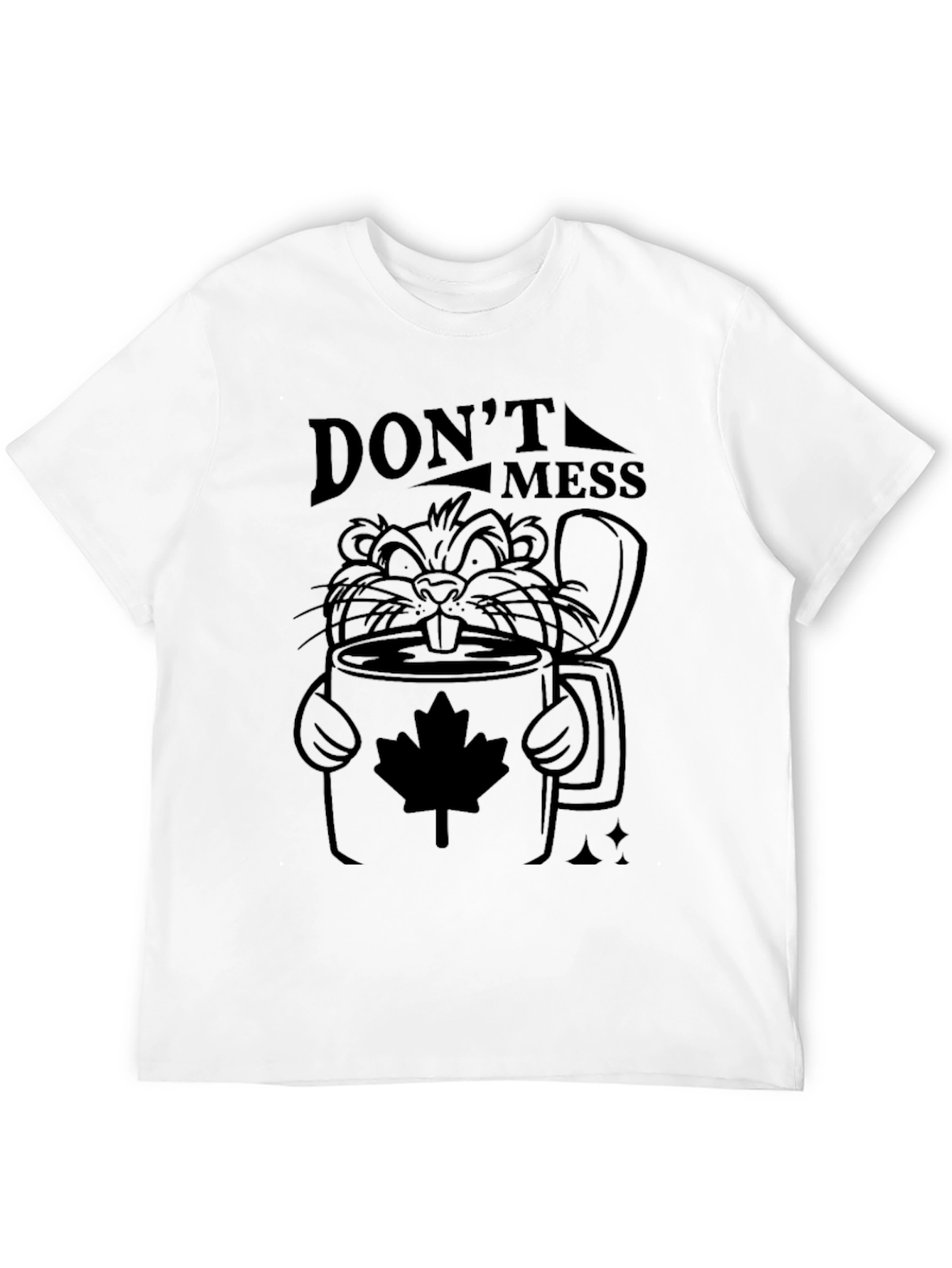 Dont Mess Beaver Maple Leaf Black T-Shirt