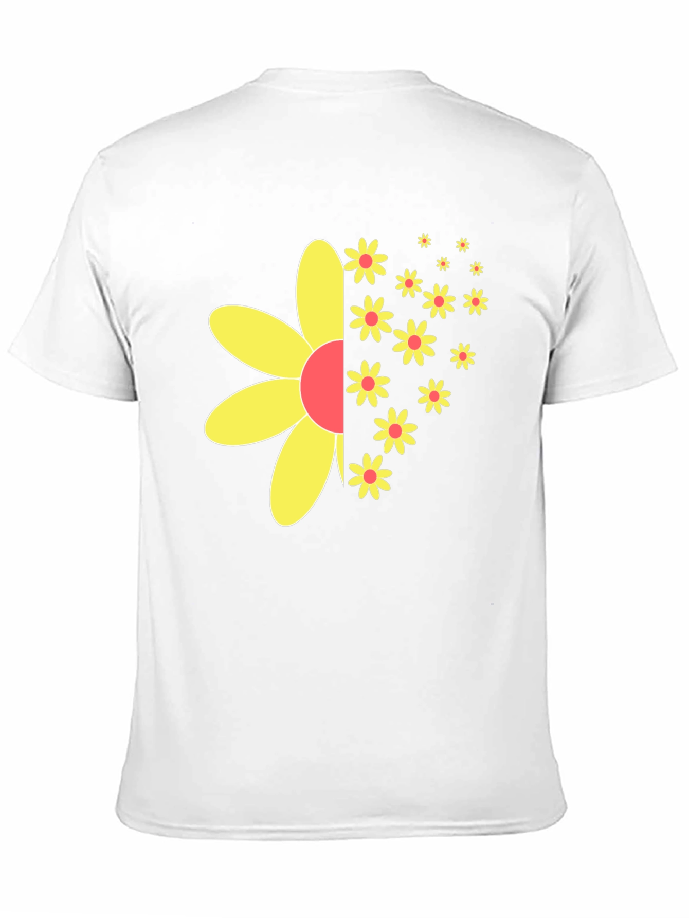 Black T-Shirt with Half-Flower Graphic