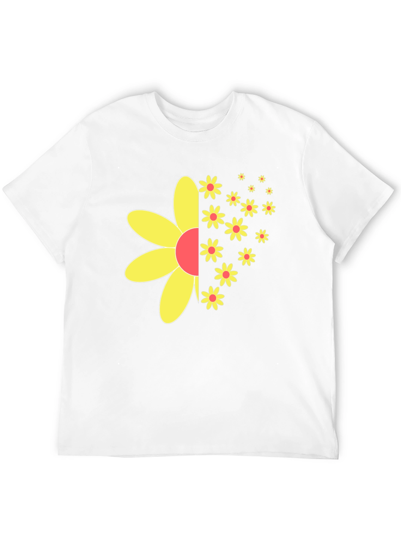 Black T-Shirt with Half-Flower Graphic