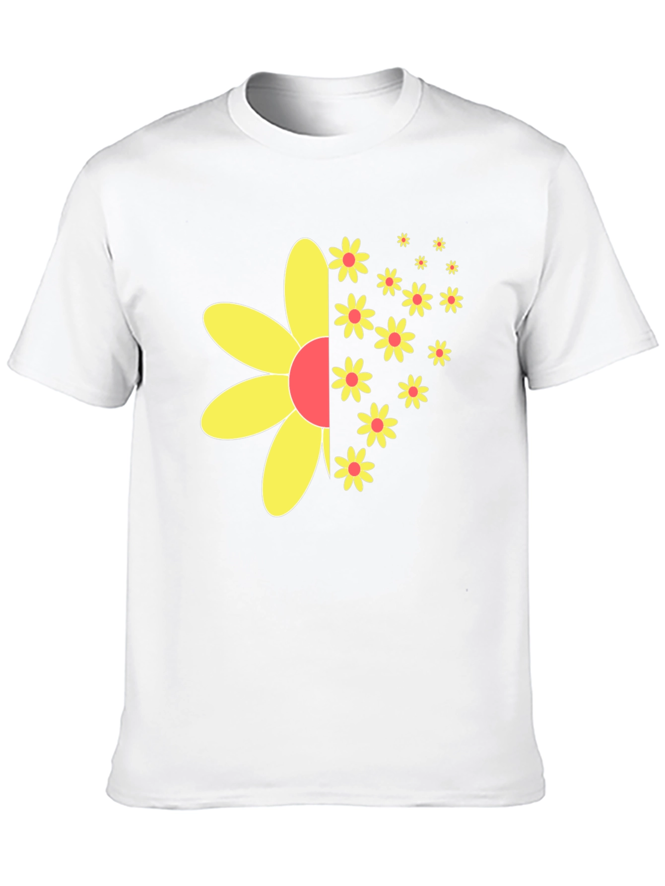 Black T-Shirt with Half-Flower Graphic