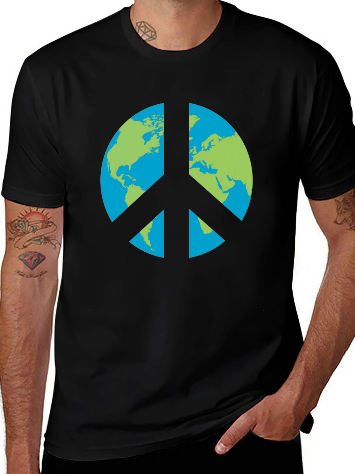 Earth Peace Sign Graphic T-Shirt