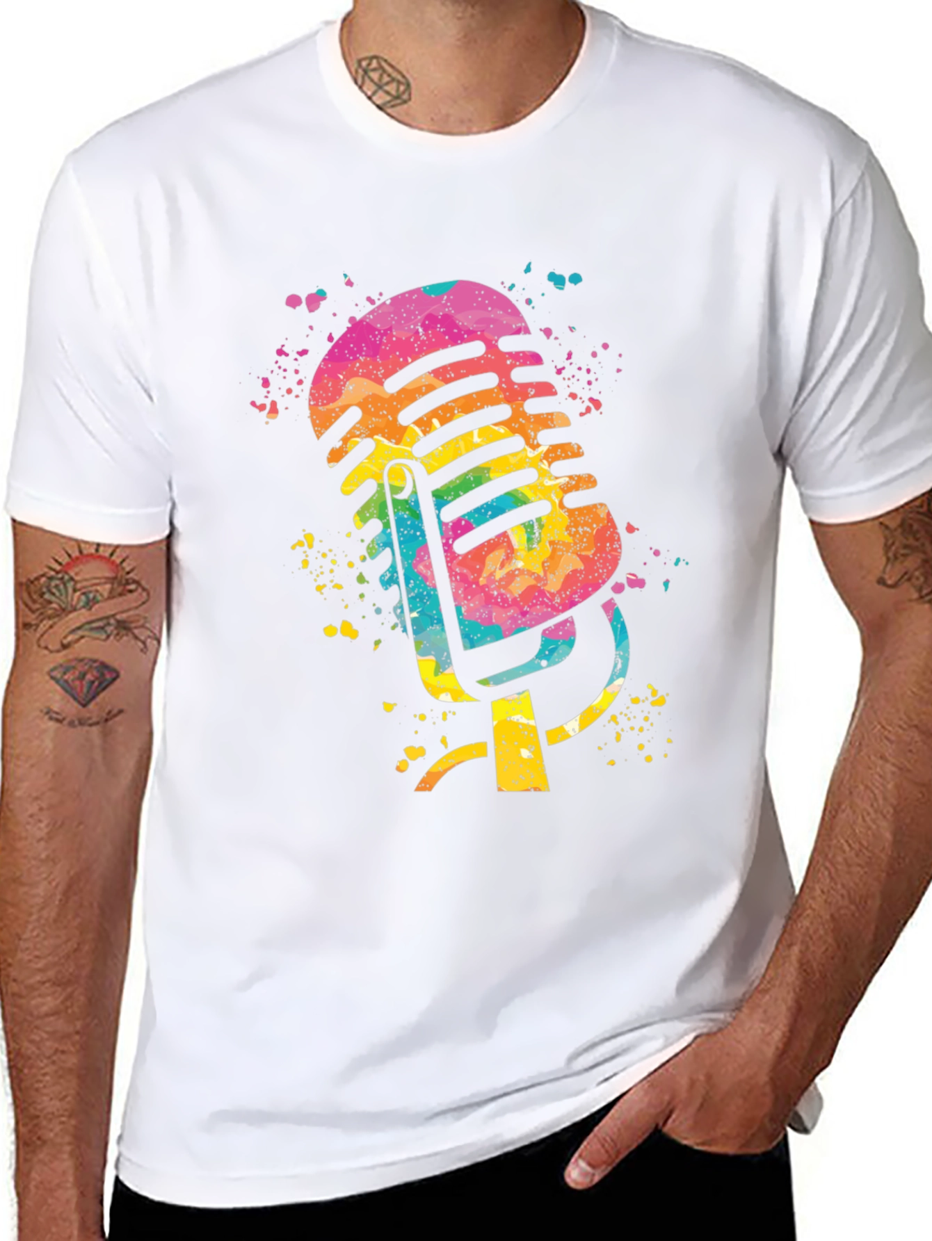 Retro Microphone Splash Graphic Tee