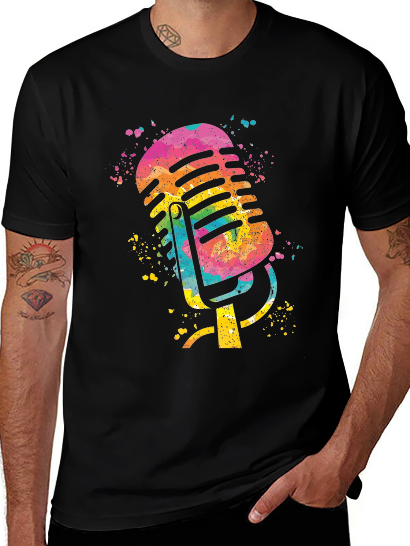 Retro Microphone Splash Graphic Tee