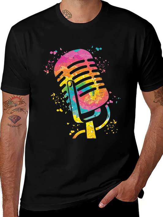 Retro Microphone Splash Graphic Tee