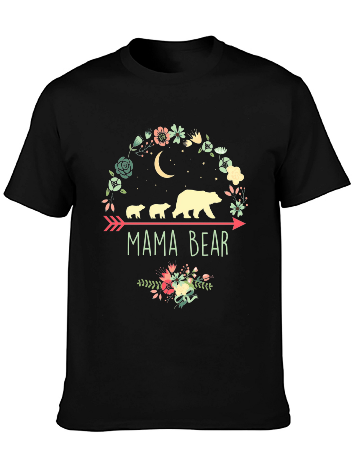 Mama Bear Graphic Tee - Floral Design