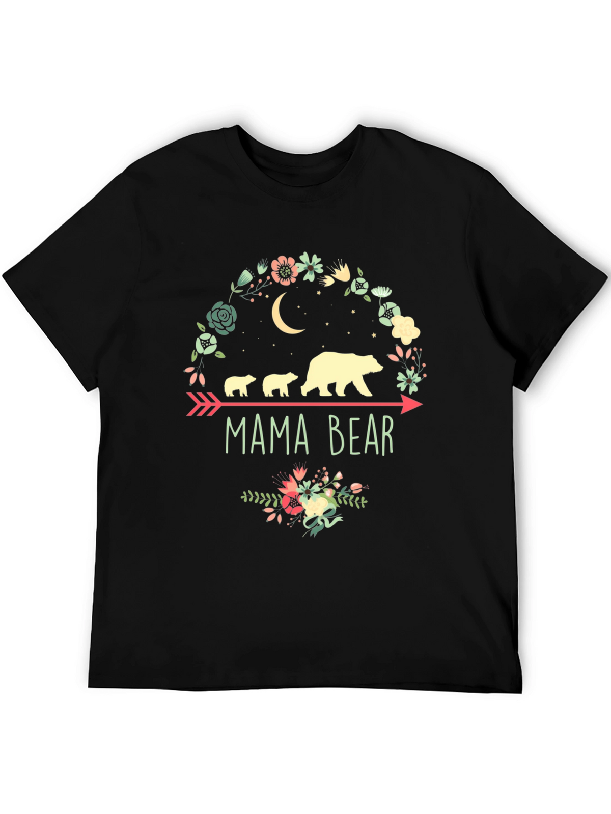 Mama Bear Graphic Tee - Floral Design