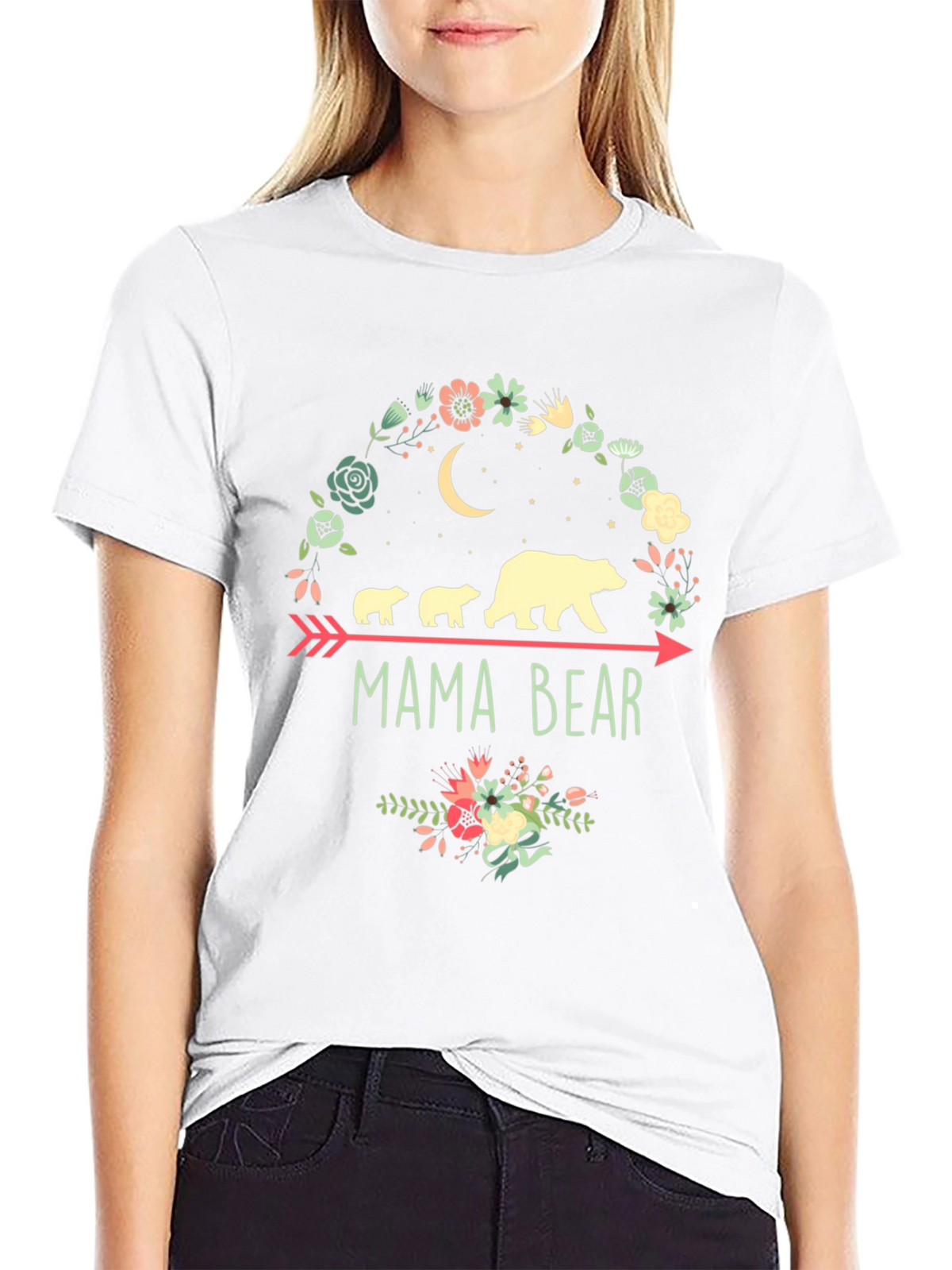 Mama Bear Graphic Tee - Floral Design