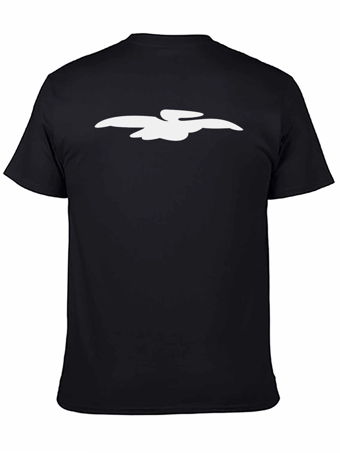 Black T-Shirt with White Bird Graphic