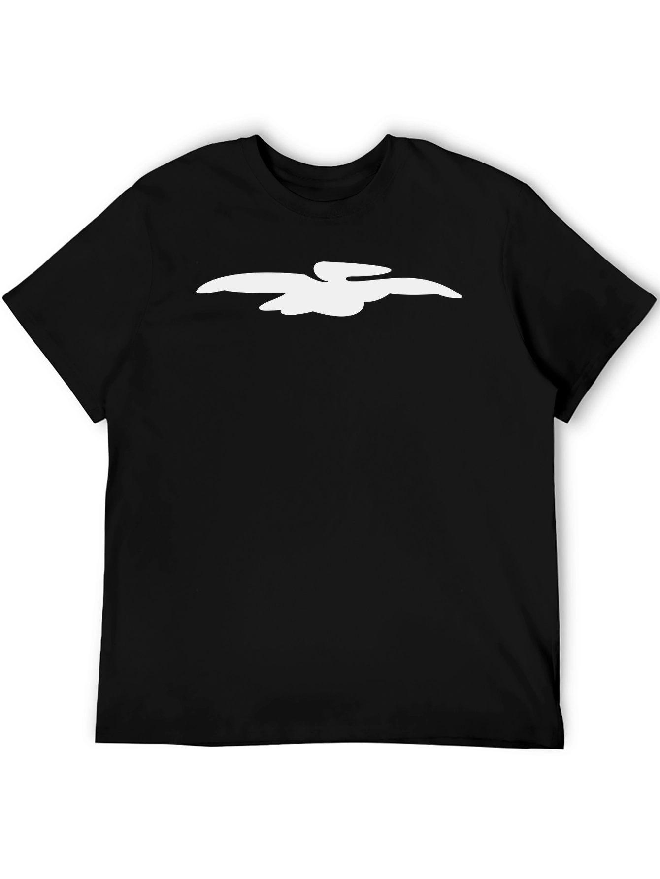 Black T-Shirt with White Bird Graphic