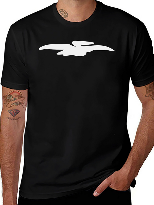 Black T-Shirt with White Bird Graphic