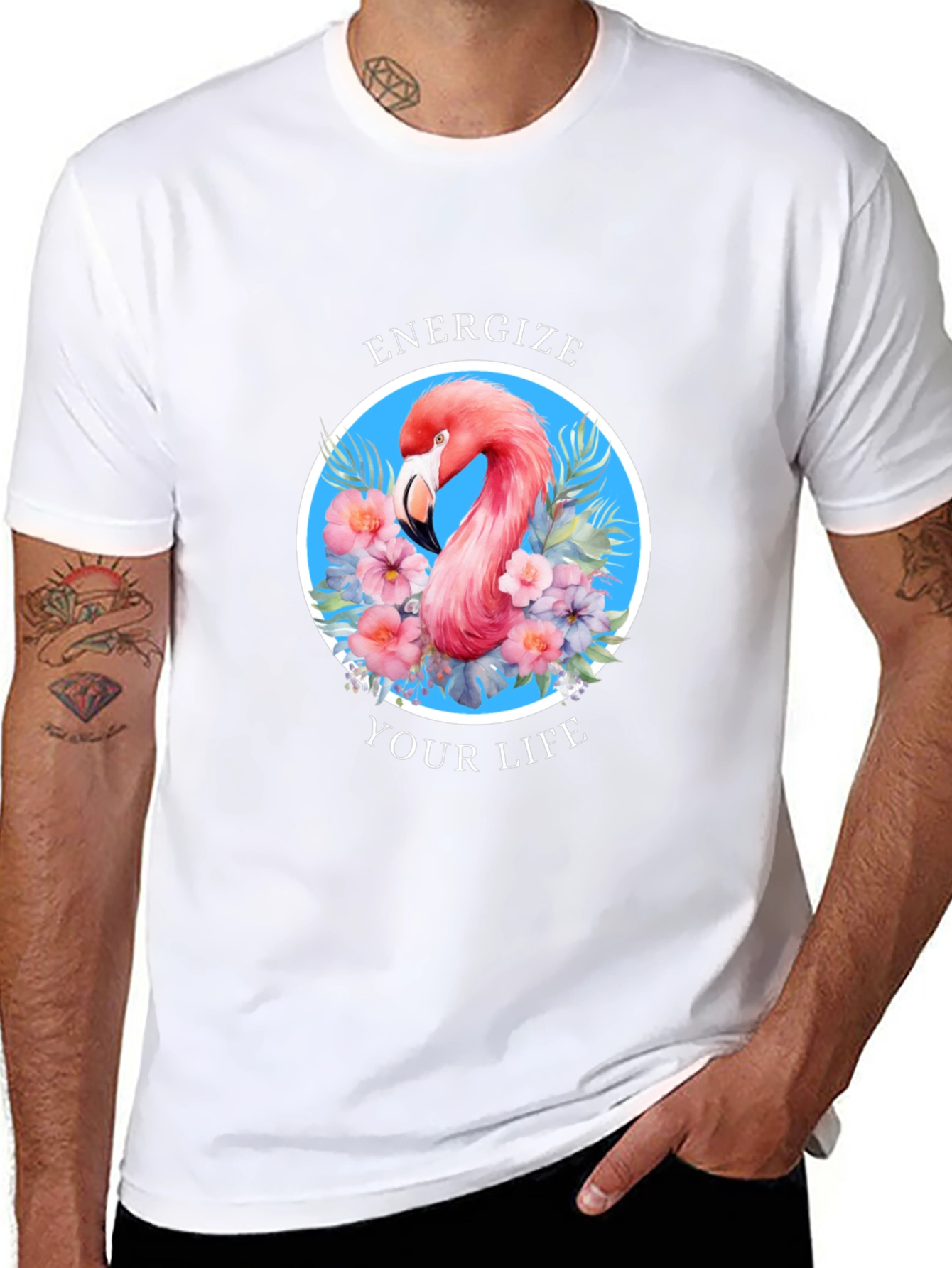 Energize Your Life Flamingo Graphic Tee