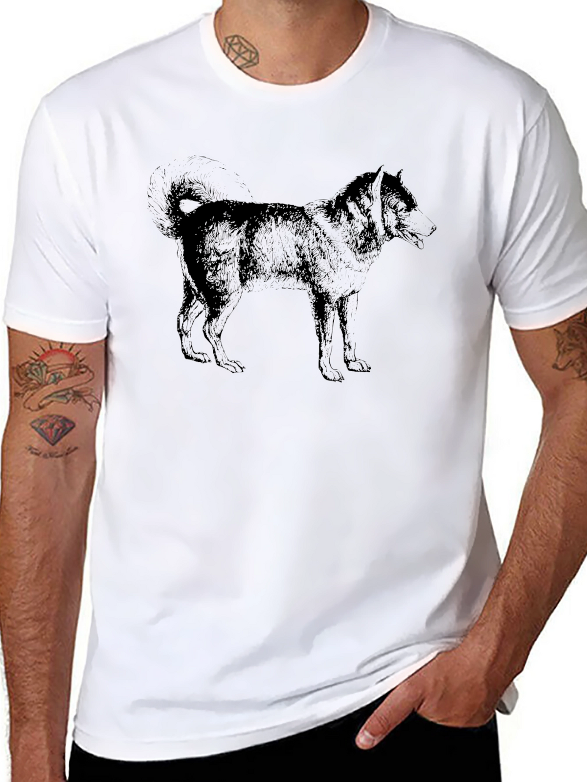 Dog Sketch Black T-Shirt
