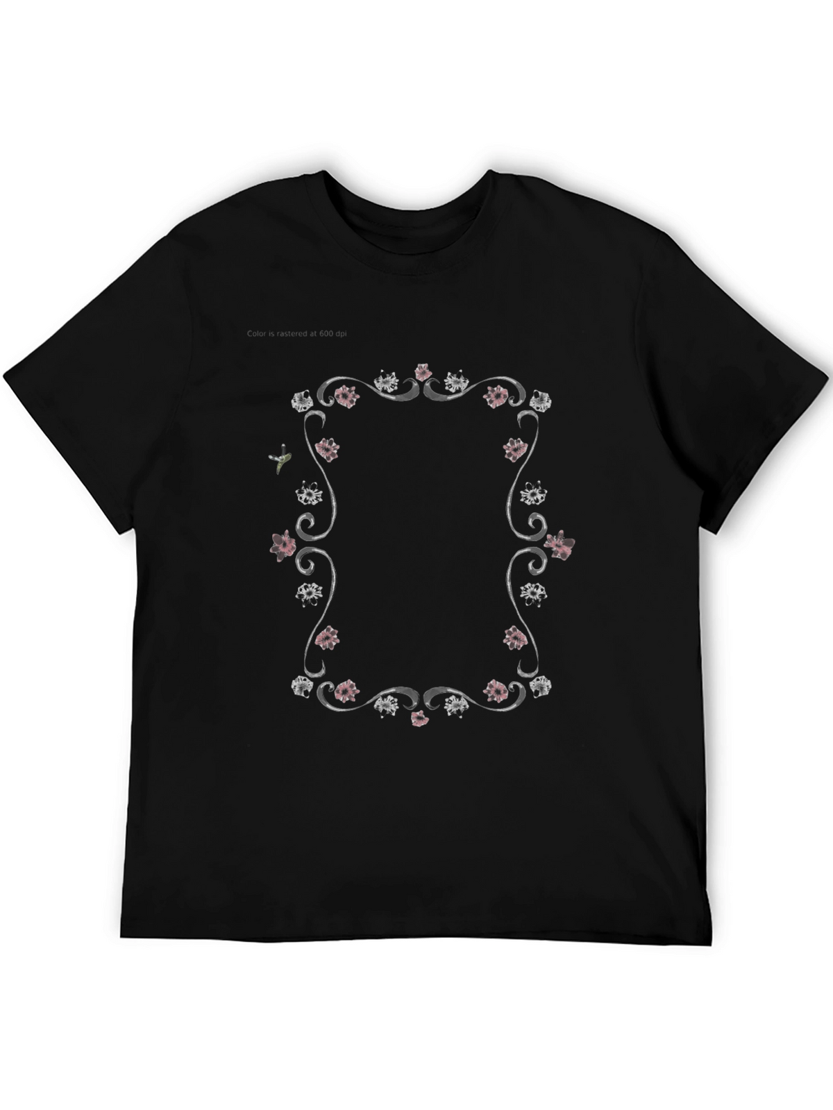 Floral Frame Graphic Tee - Black Unisex T-Shirt