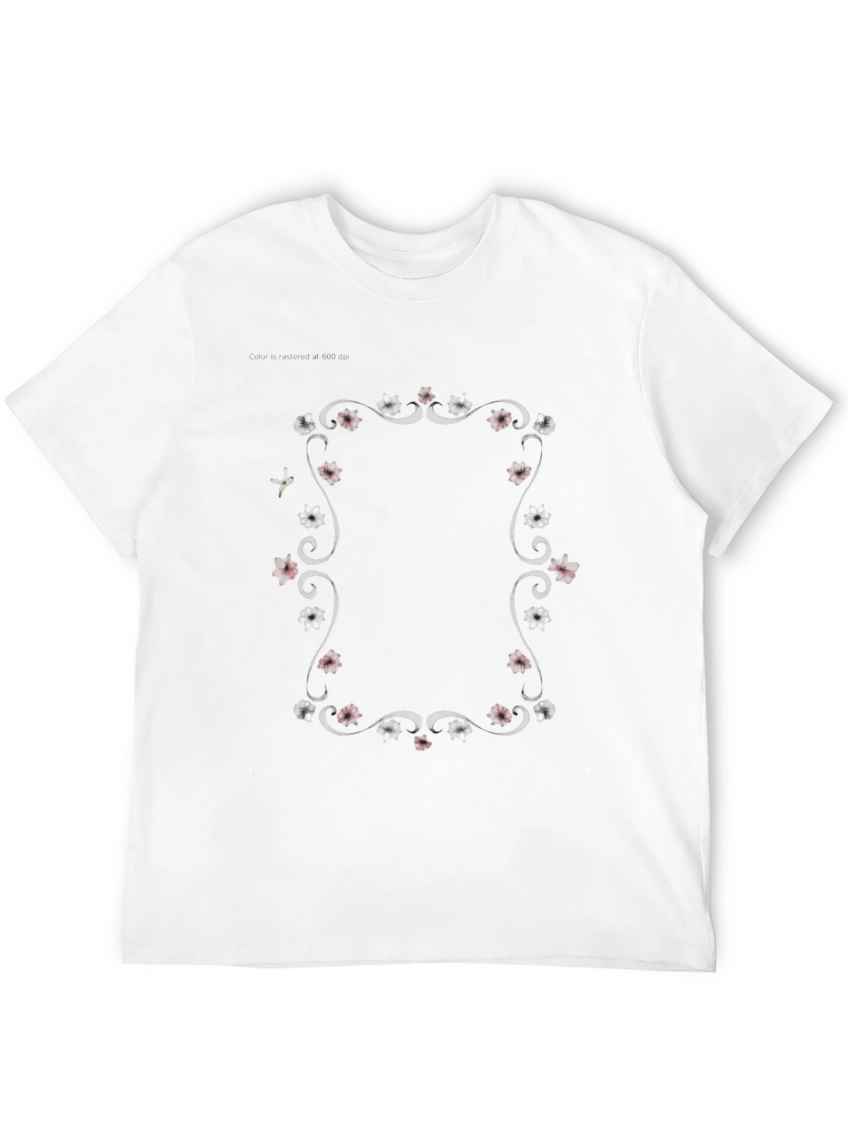 Floral Frame Graphic Tee - Black Unisex T-Shirt