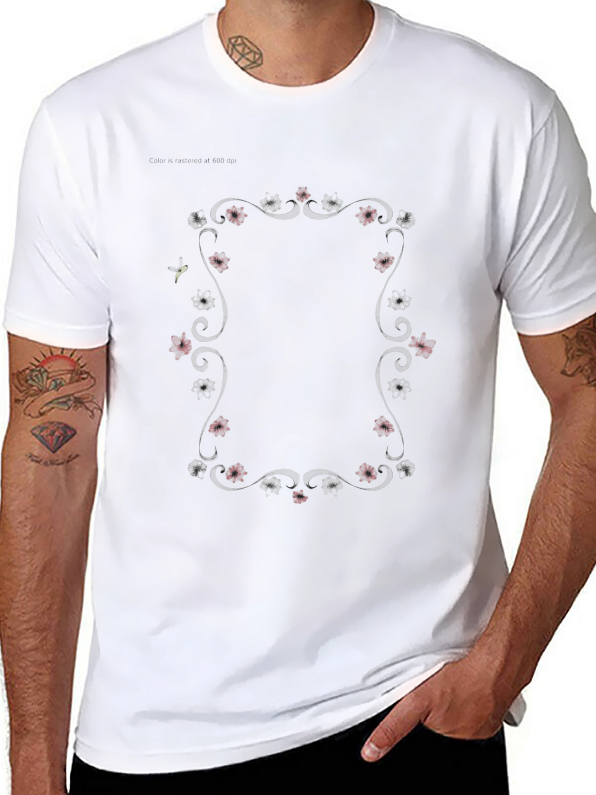 Floral Frame Graphic Tee - Black Unisex T-Shirt