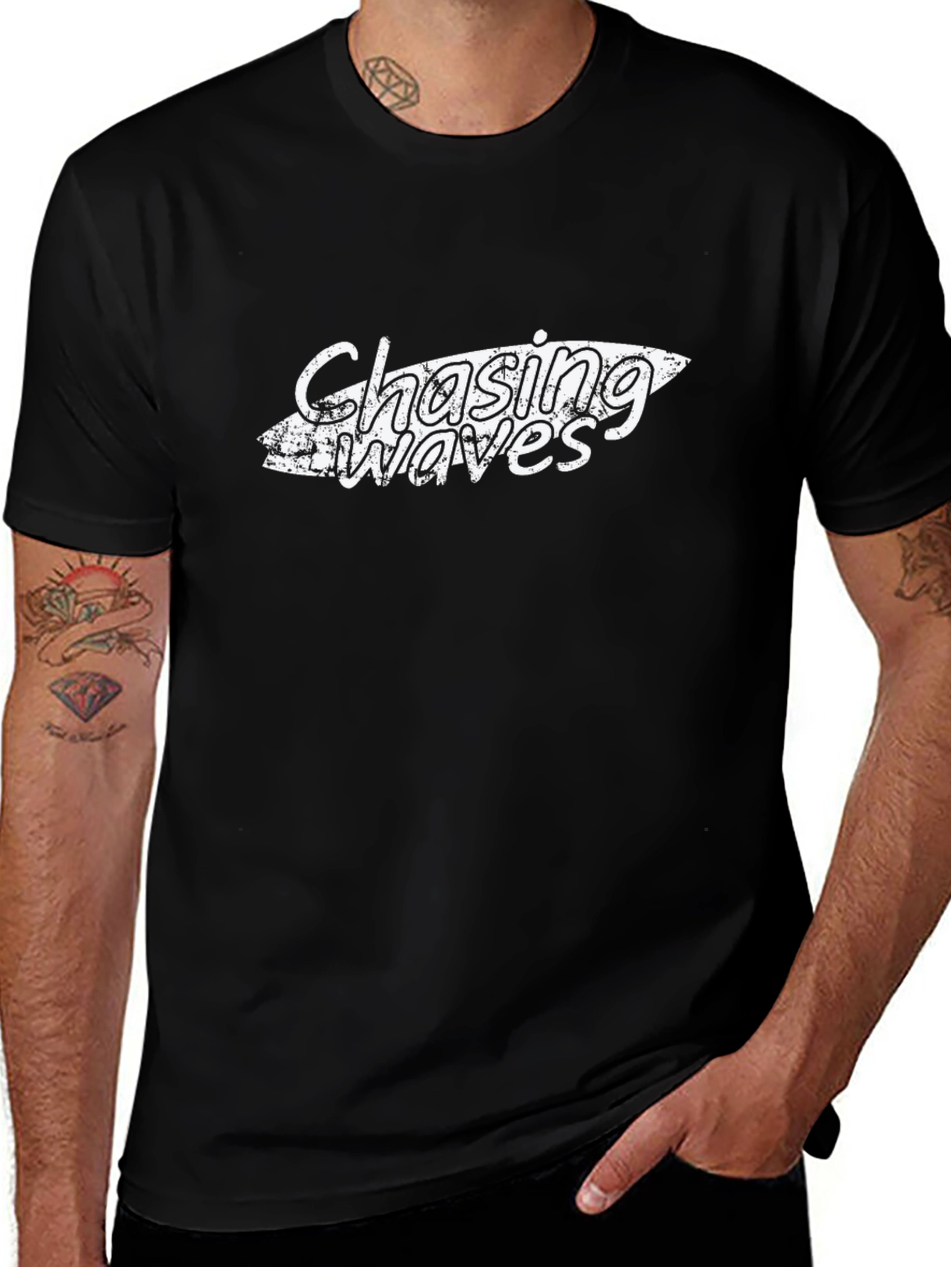 Chasing Waves Graphic T-Shirt - Black