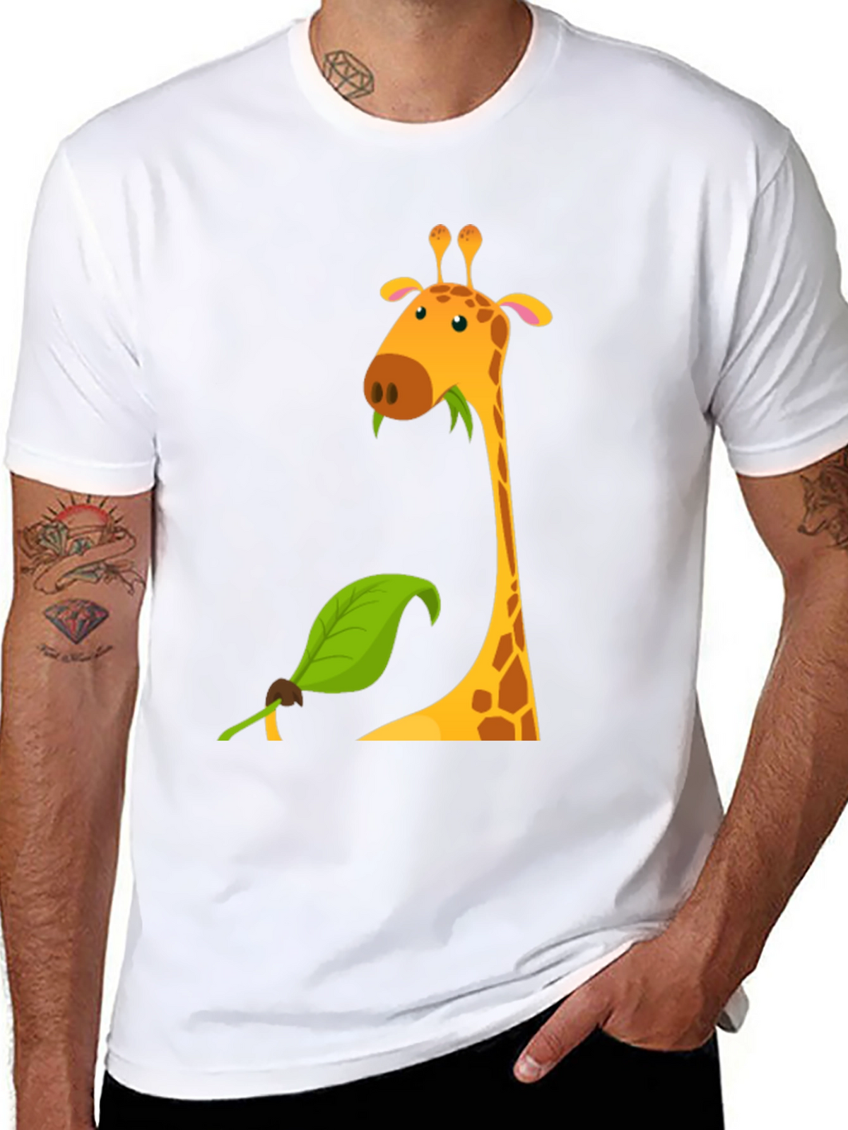 Giraffe Graphic Tee - Black Cotton Blend