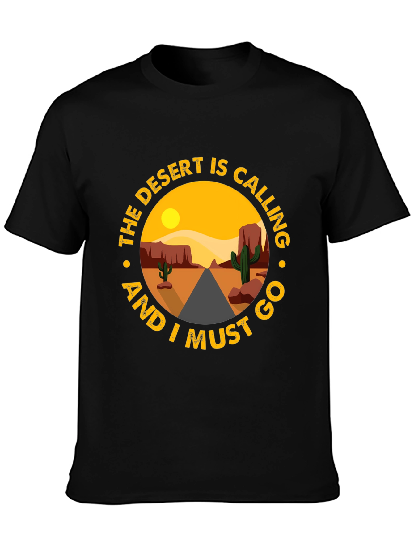 Desert Calling Graphic Tee - Black Cotton T-Shirt