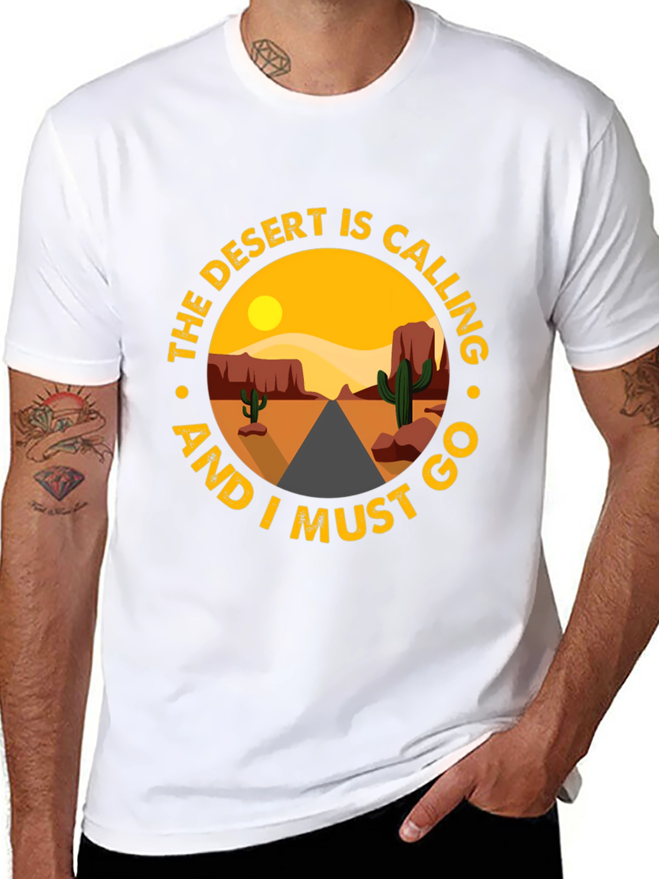Desert Calling Graphic Tee - Black Cotton T-Shirt