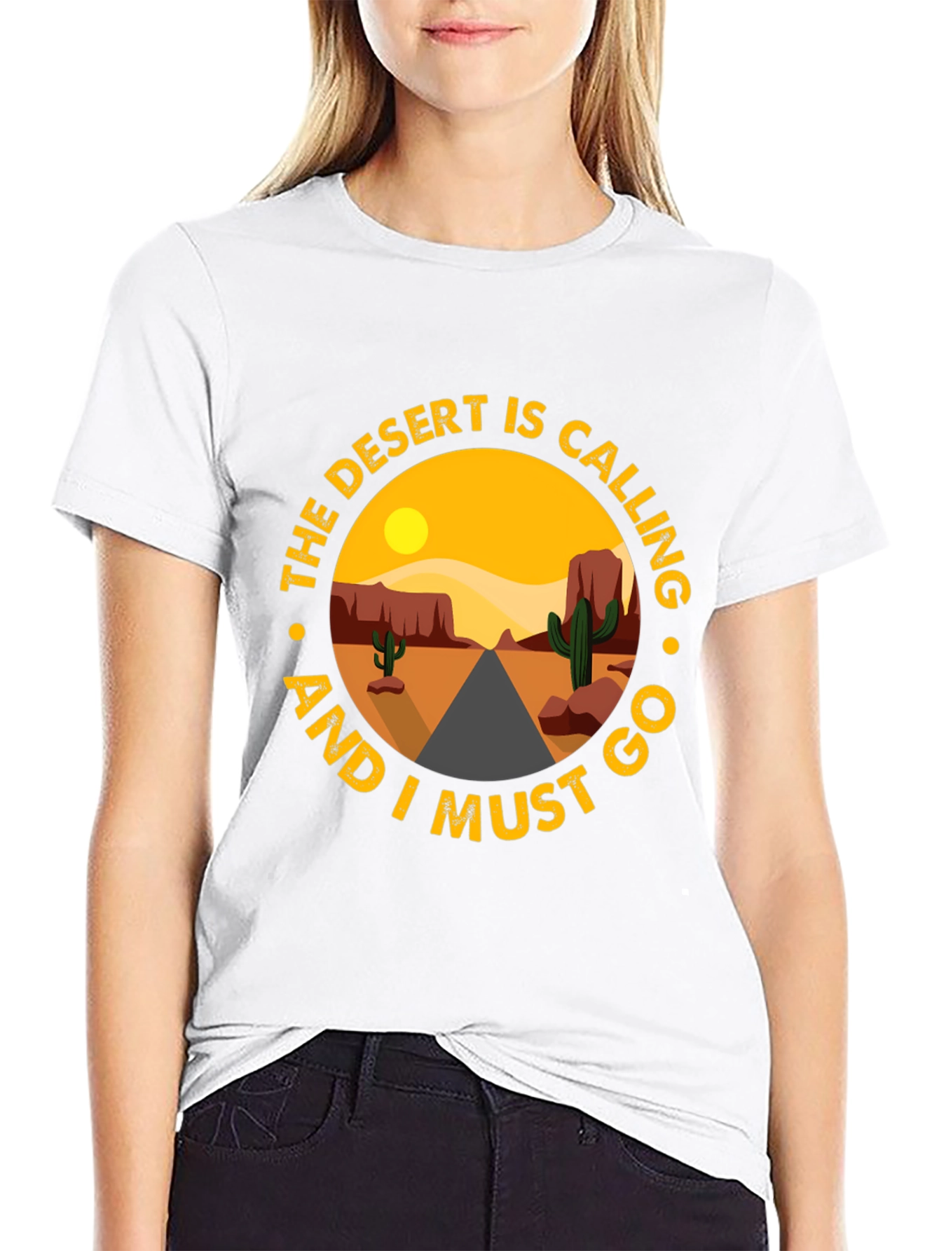 Desert Calling Graphic Tee - Black Cotton T-Shirt