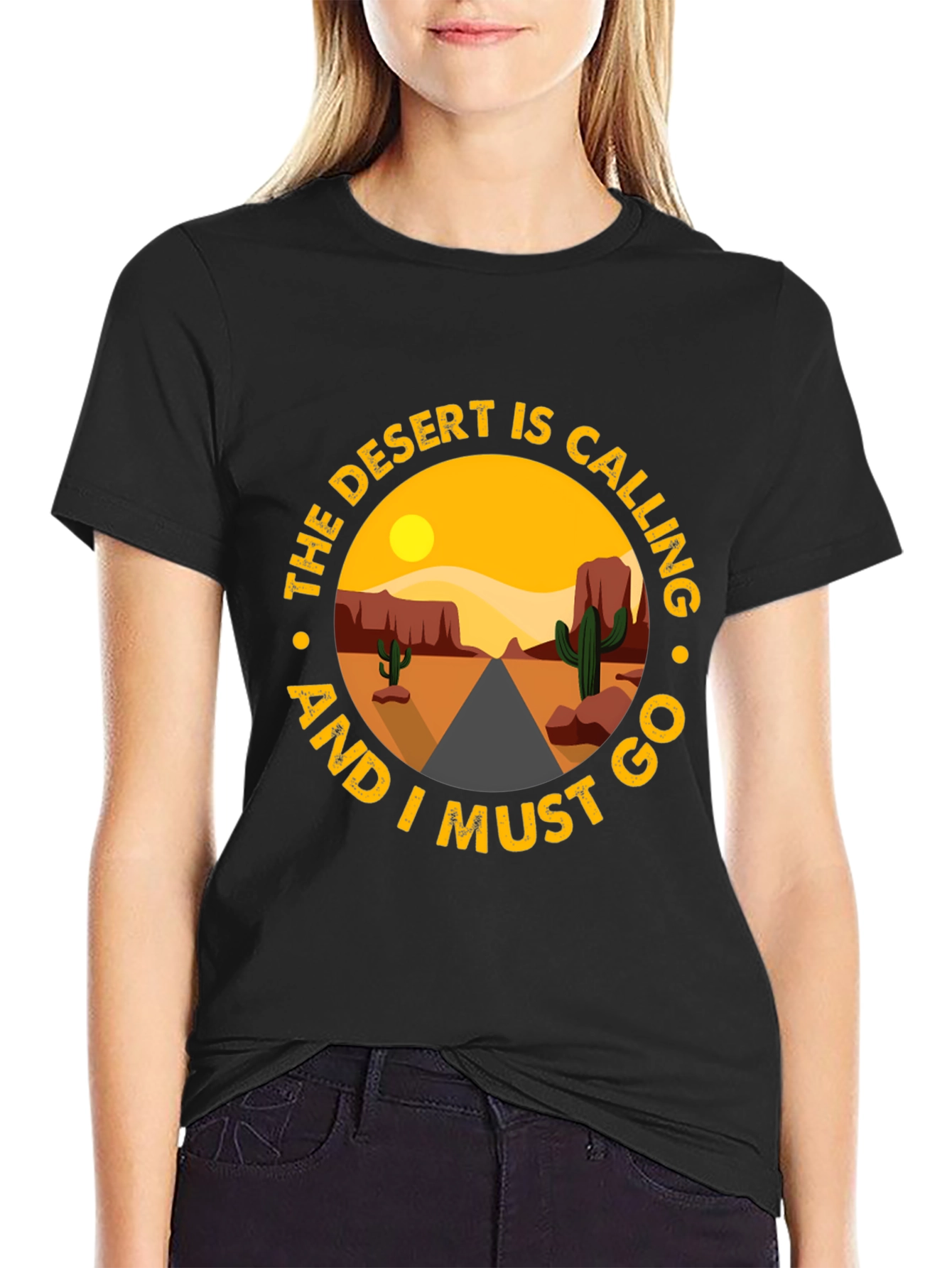 Desert Calling Graphic Tee - Black Cotton T-Shirt