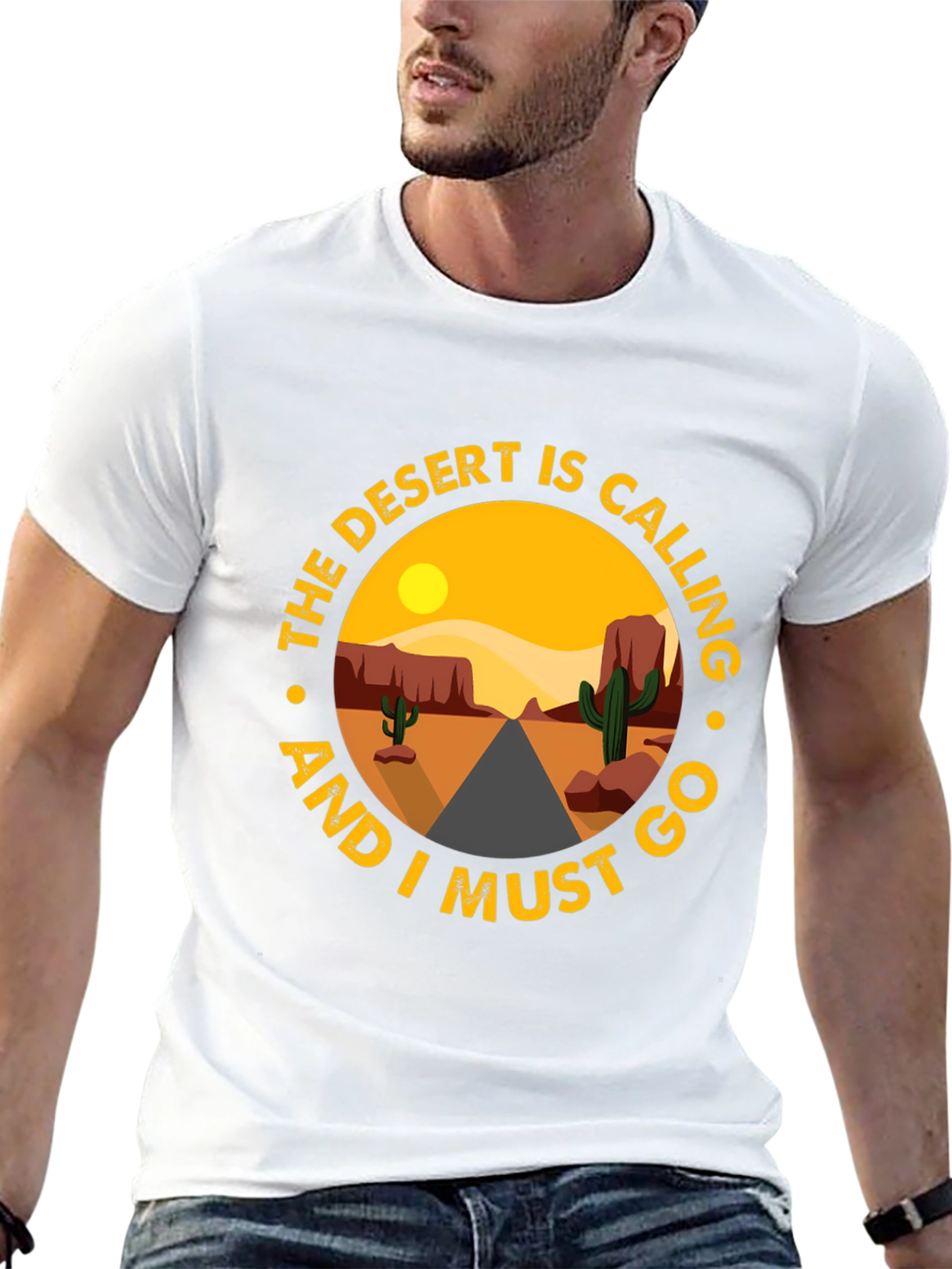 Desert Calling Graphic Tee - Black Cotton T-Shirt