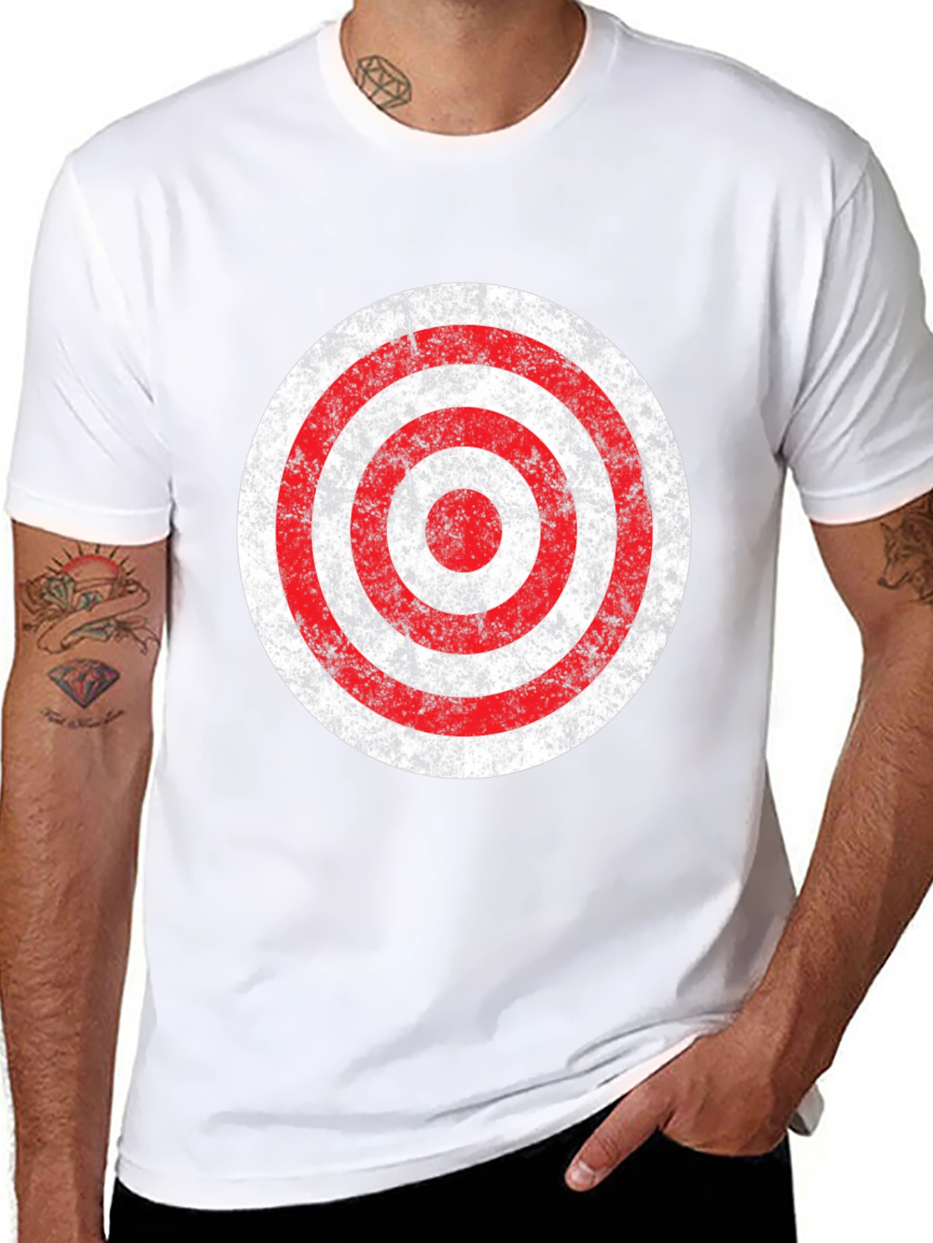 Distressed Target Graphic T-Shirt - Mens Black Tee