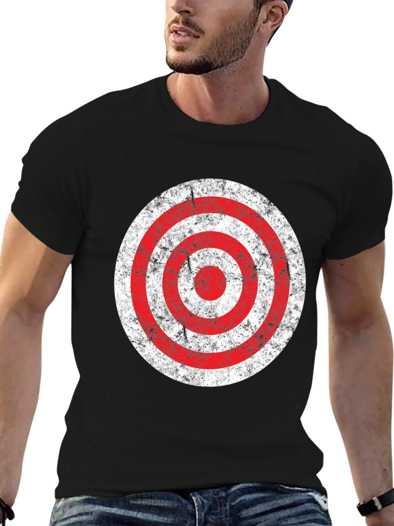 Distressed Target Graphic T-Shirt - Mens Black Tee