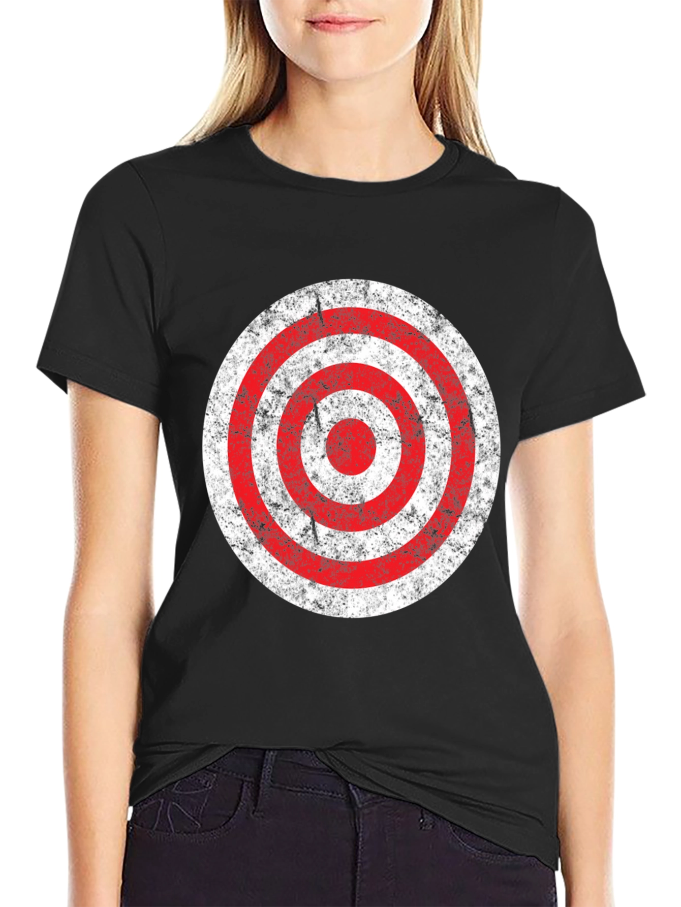 Distressed Target Graphic T-Shirt - Mens Black Tee