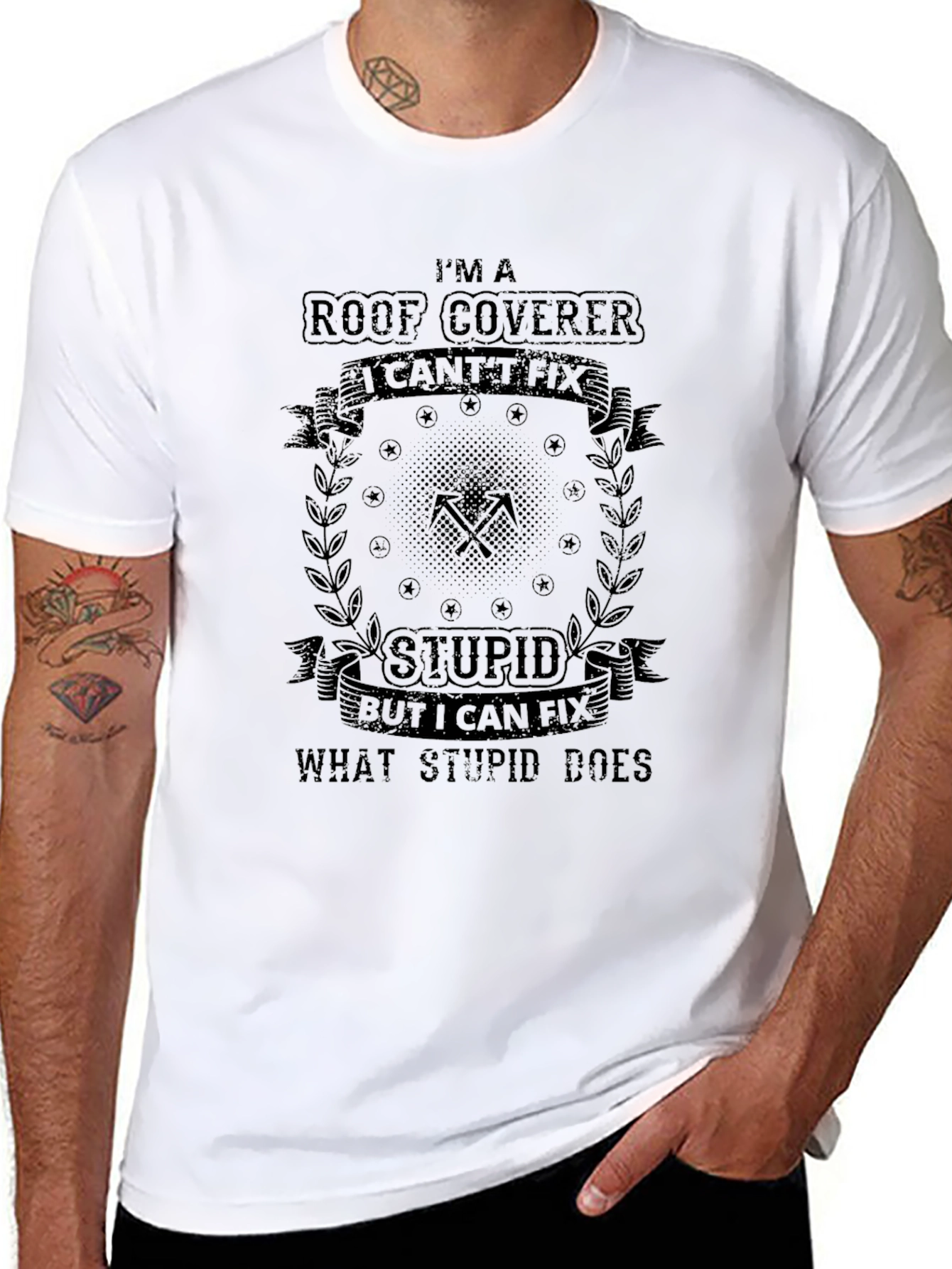 Roof Coverer Funny Black T-Shirt