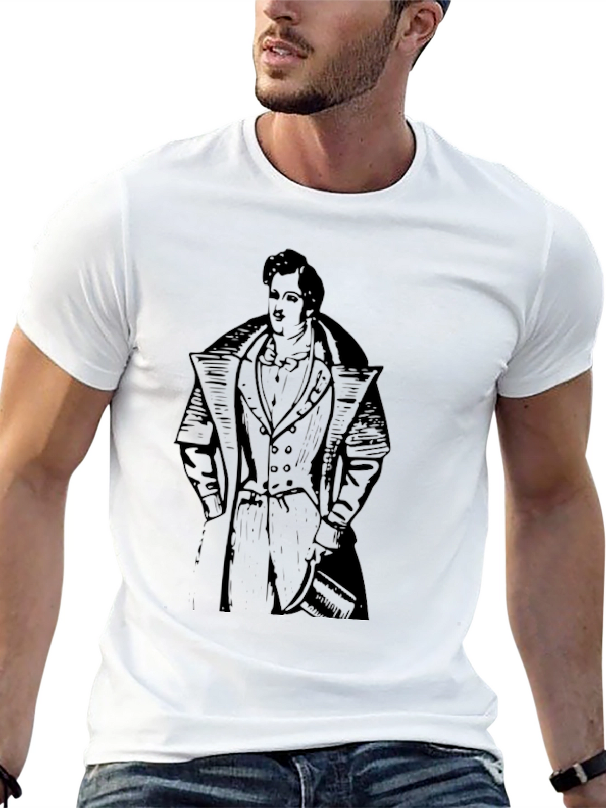 Gentleman Print Black T-Shirt