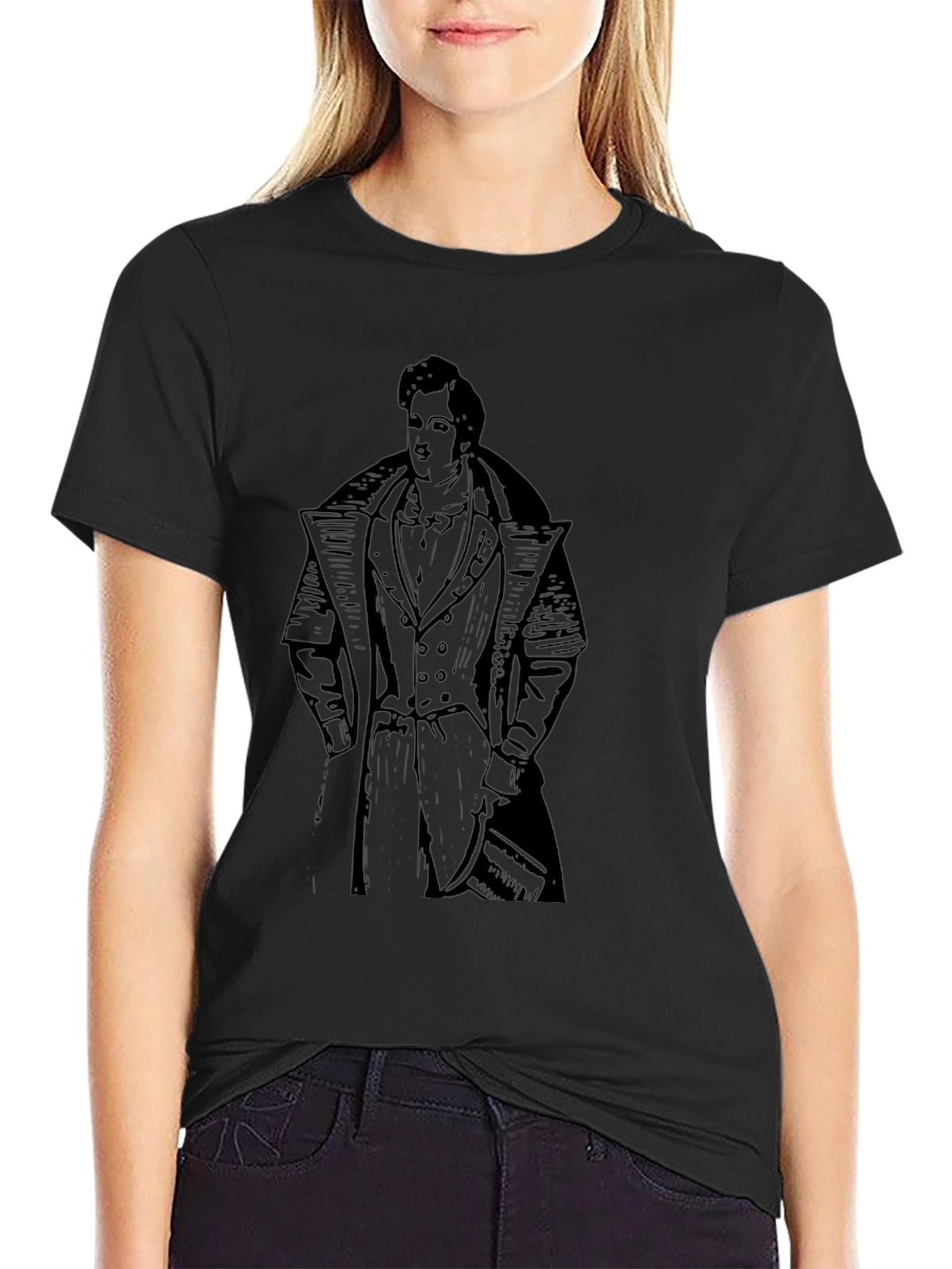 Gentleman Print Black T-Shirt