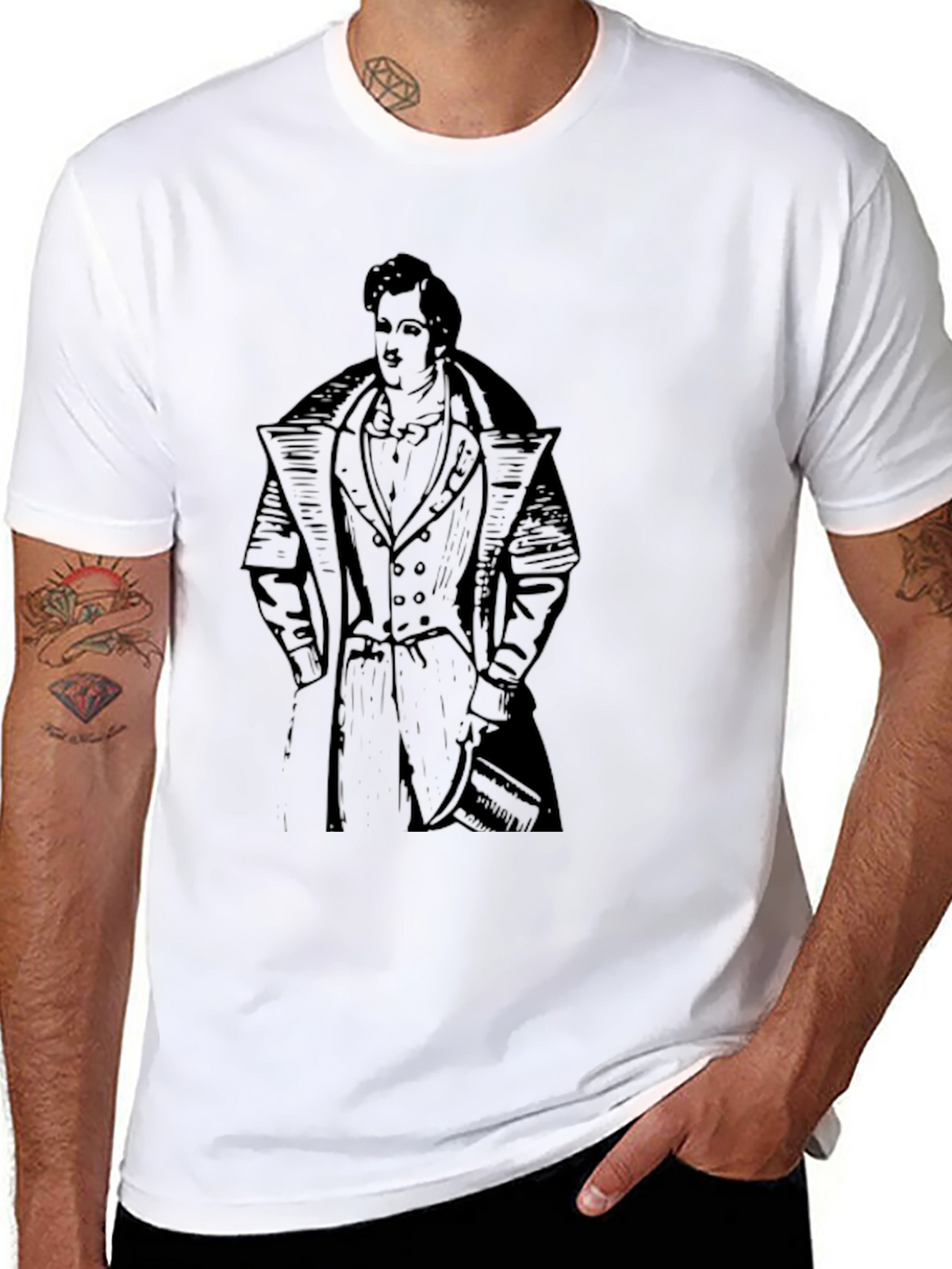 Gentleman Print Black T-Shirt