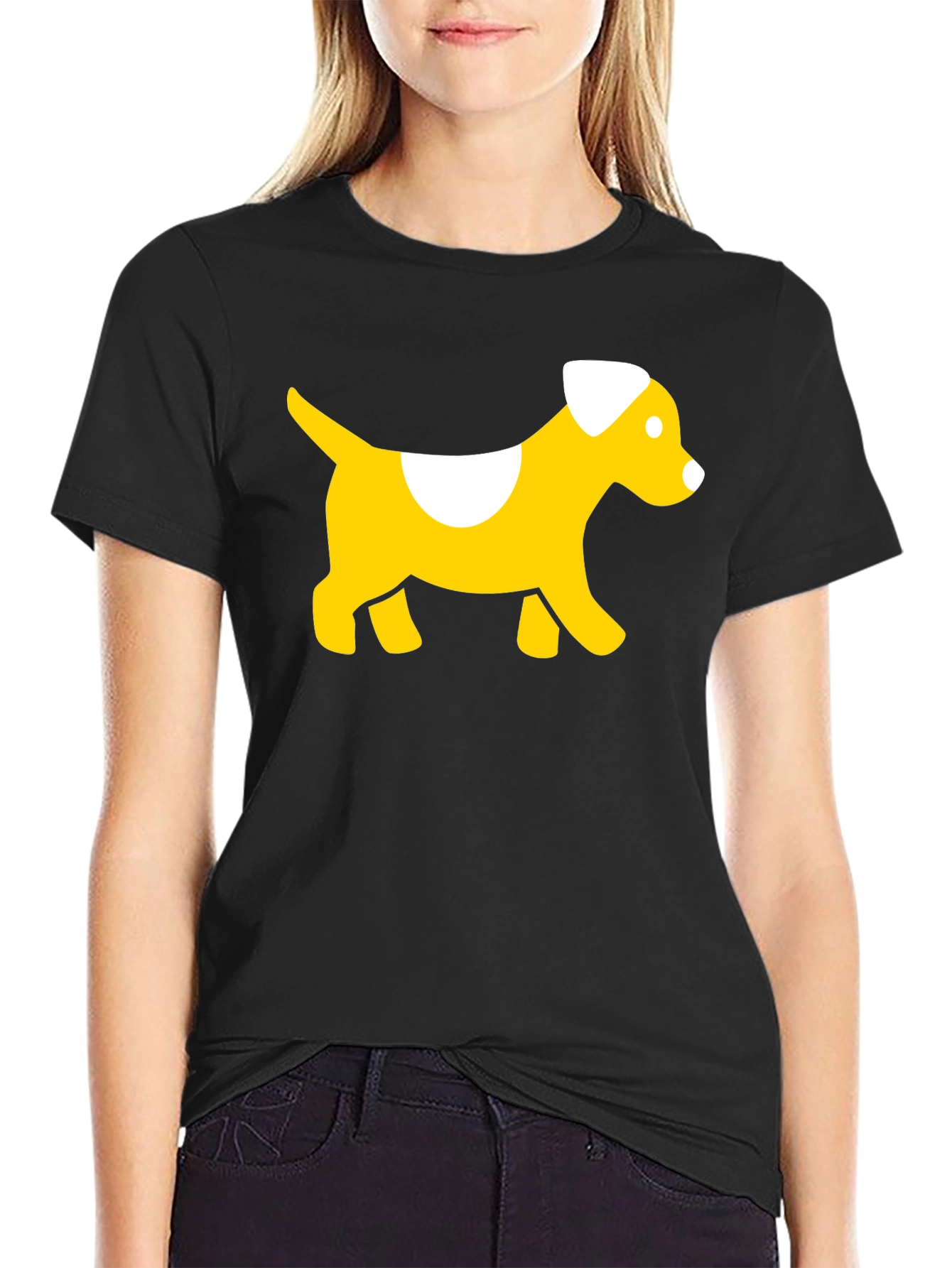 Cute Dog Graphic Tee - Black Cotton T-Shirt