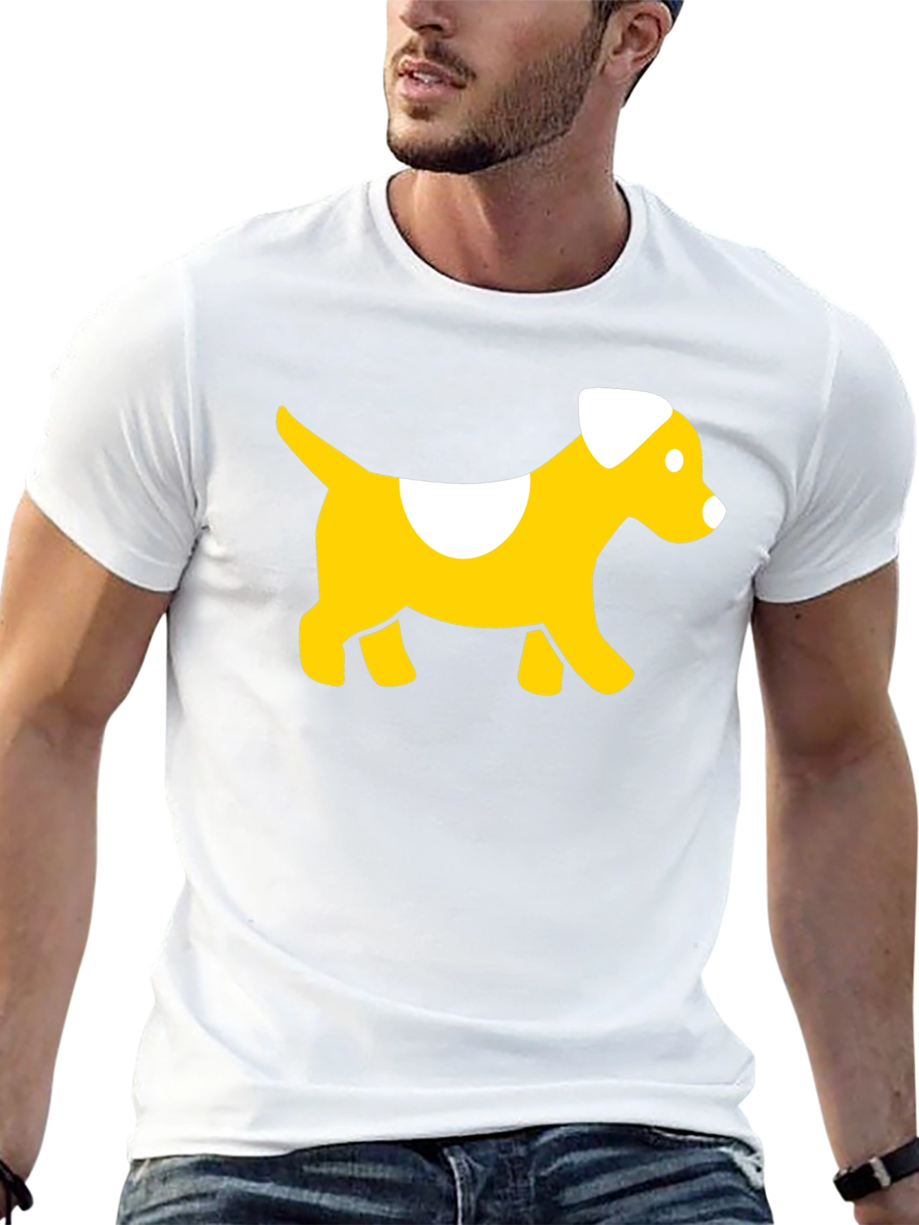 Cute Dog Graphic Tee - Black Cotton T-Shirt