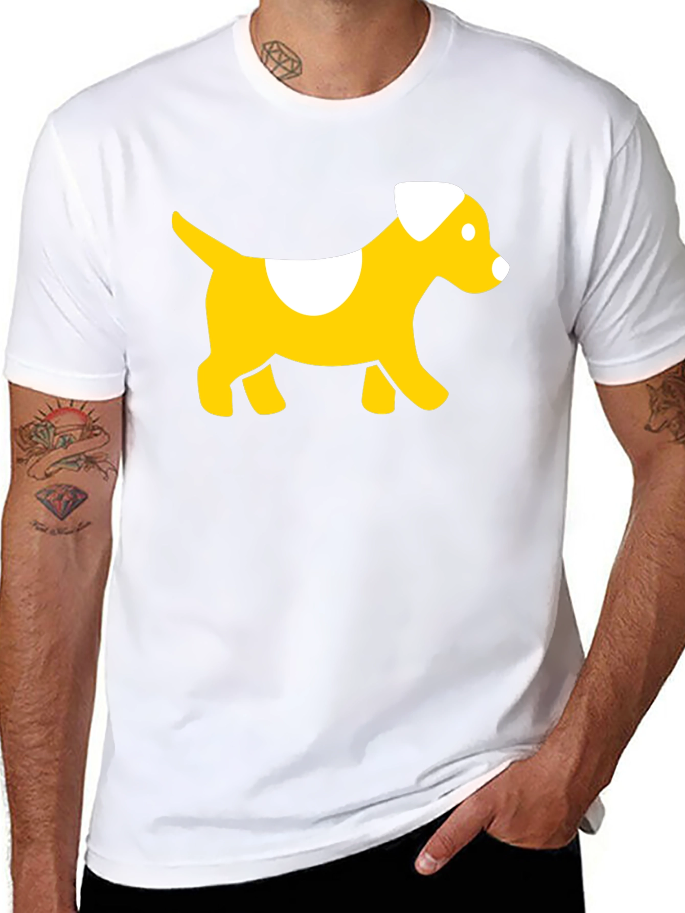 Cute Dog Graphic Tee - Black Cotton T-Shirt